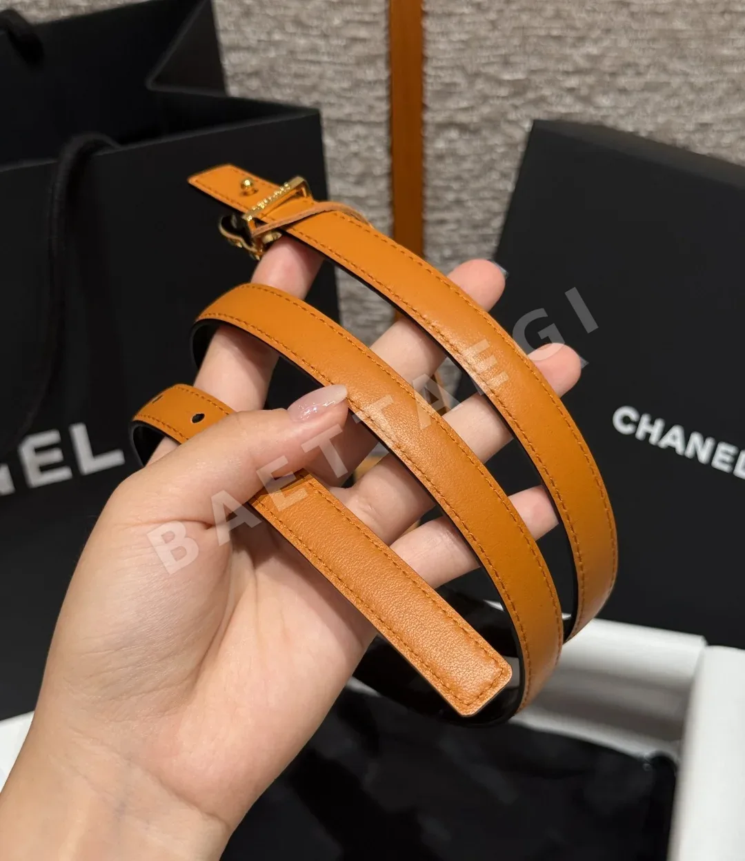 샤넬 더블 C 로고 가죽 벨트 상세 이미지 3
