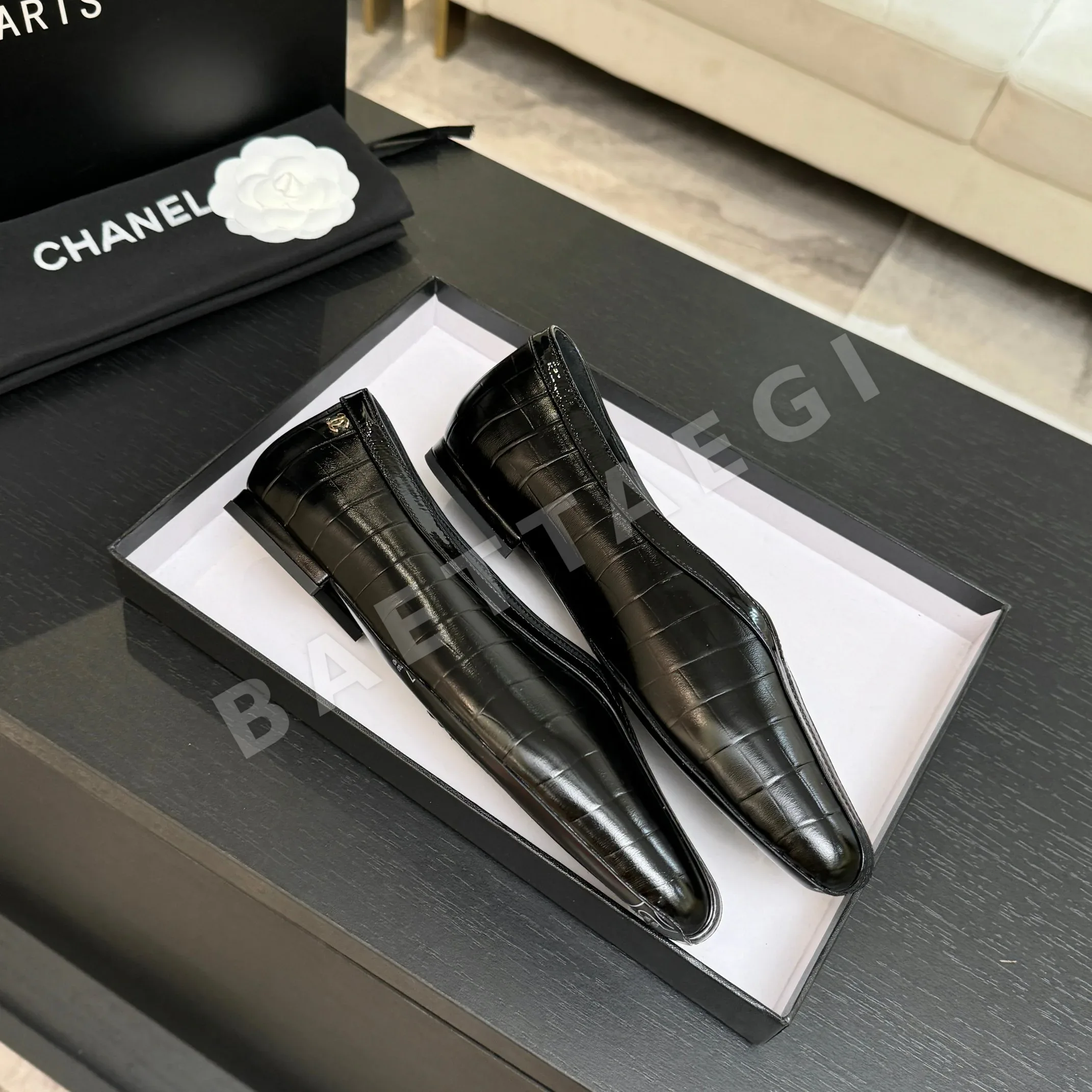 샤넬 26C 더블 C 컬러 블록 플랫 슈즈 상세 이미지 8