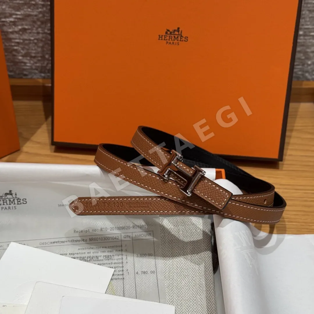 에르메스 미니 H 버클 양면 가죽 벨트 176012