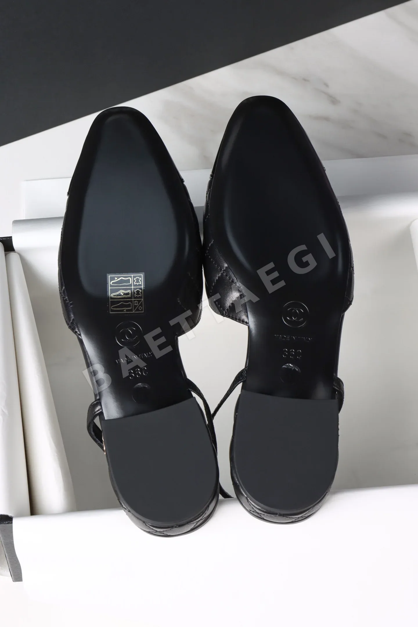 샤넬 블랙 다이아몬드 패턴 플랫 3493 상세 이미지 9