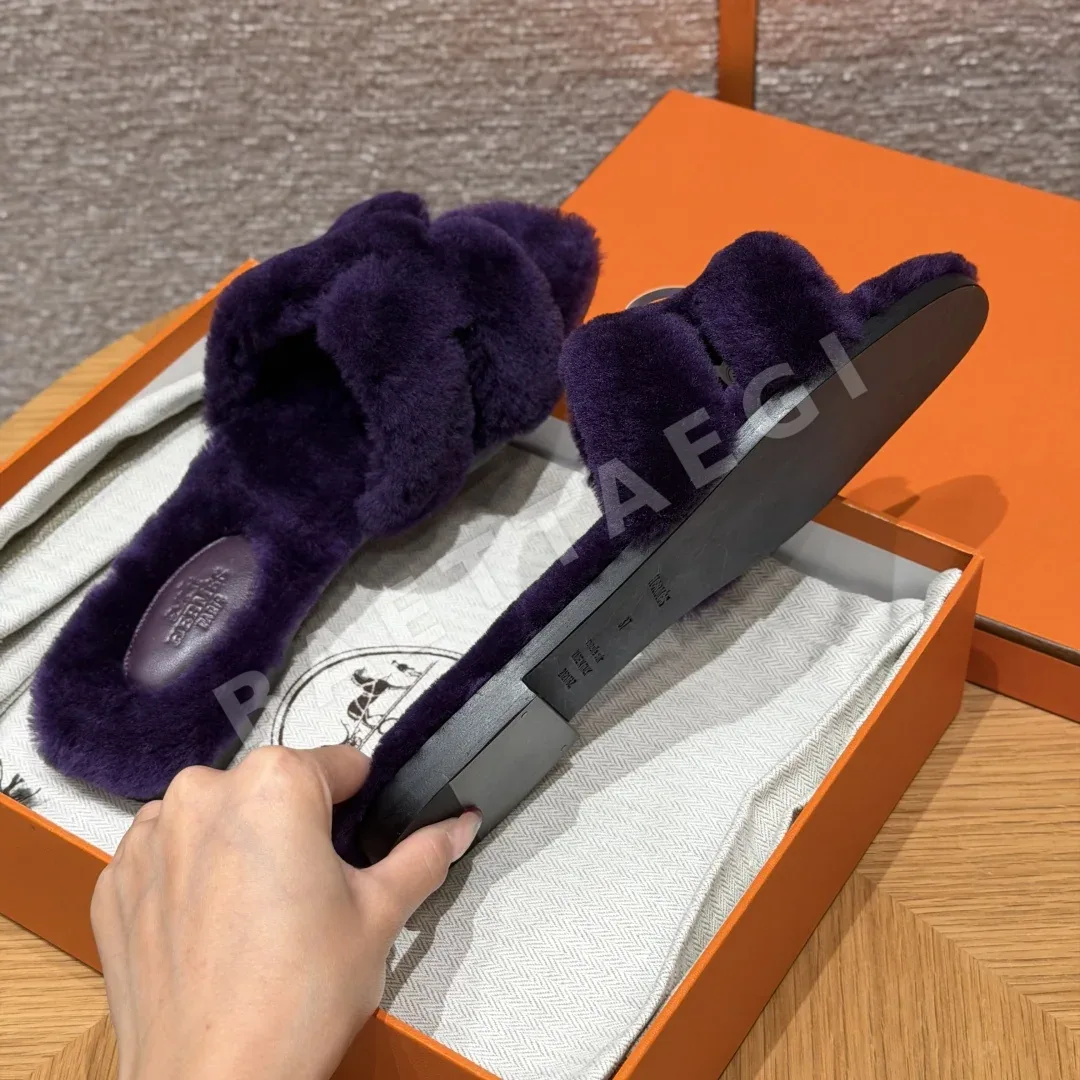 에르메스 오란 샌들 그레이프퍼플 가죽 H 컷아웃 상세 이미지 6