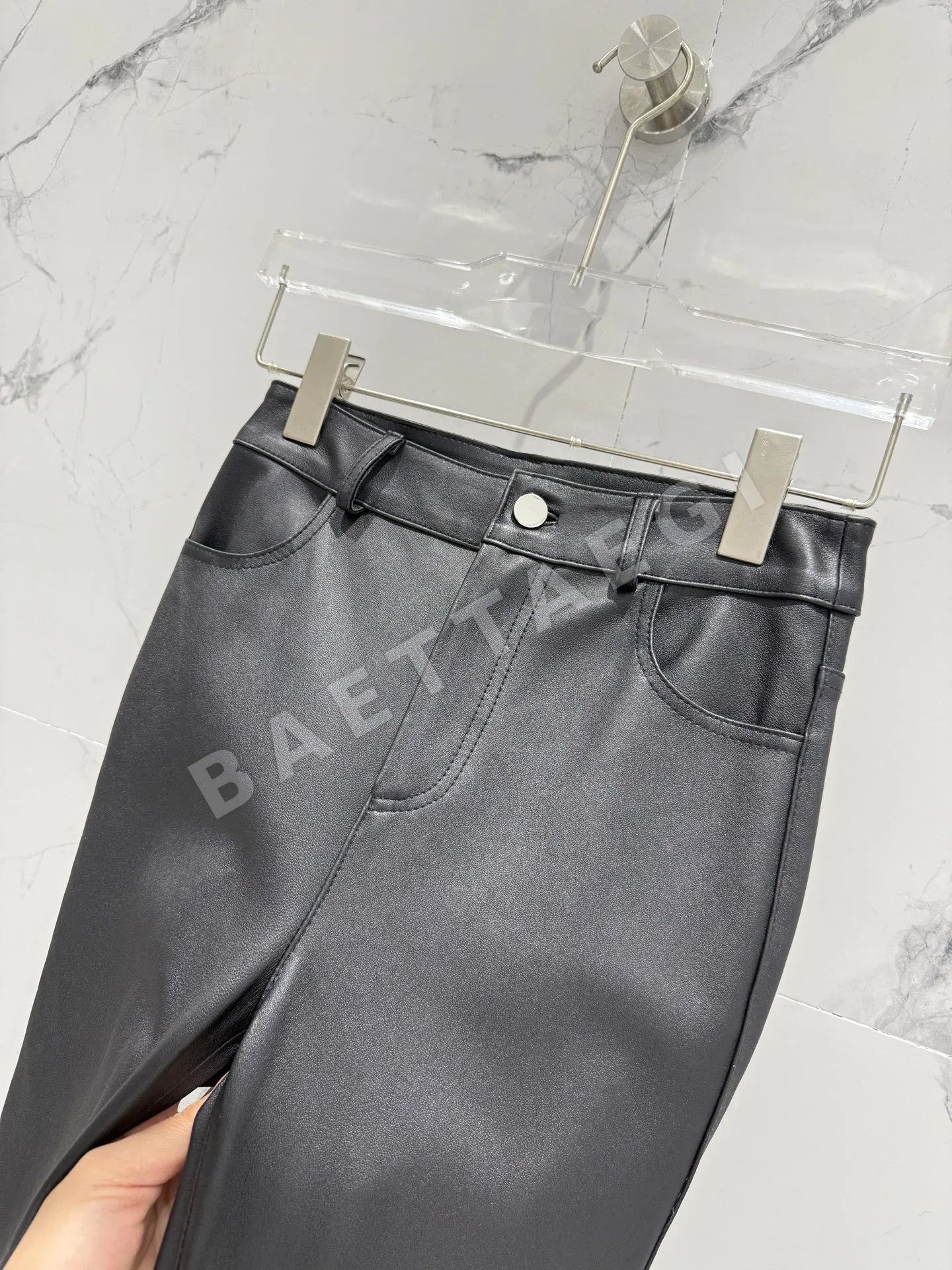 샤넬 램스킨 가죽 여성 바지 상세 이미지 6