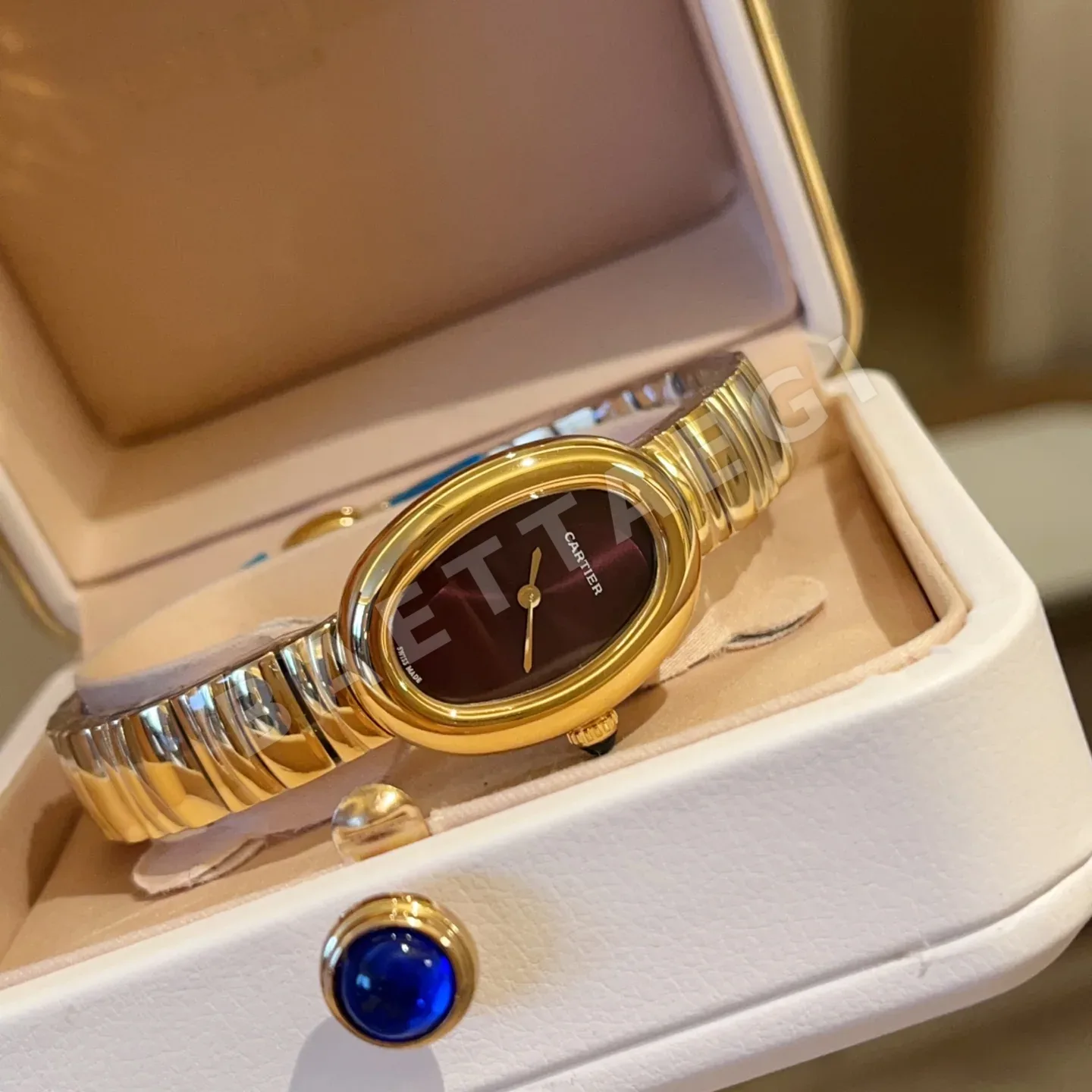 까르띠에 베누아 쿼츠 무브먼트 사파이어 글라스 블루 스틸밴드 레플리카 42894 Cartier 상세 이미지 4