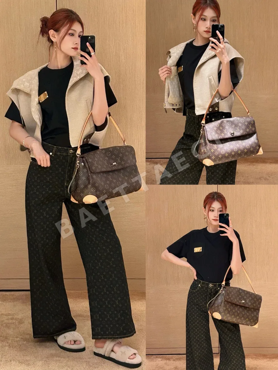 루이비통 데님 패치워크 메탈 포켓 크루넥 반팔 티셔츠 상세 이미지 9