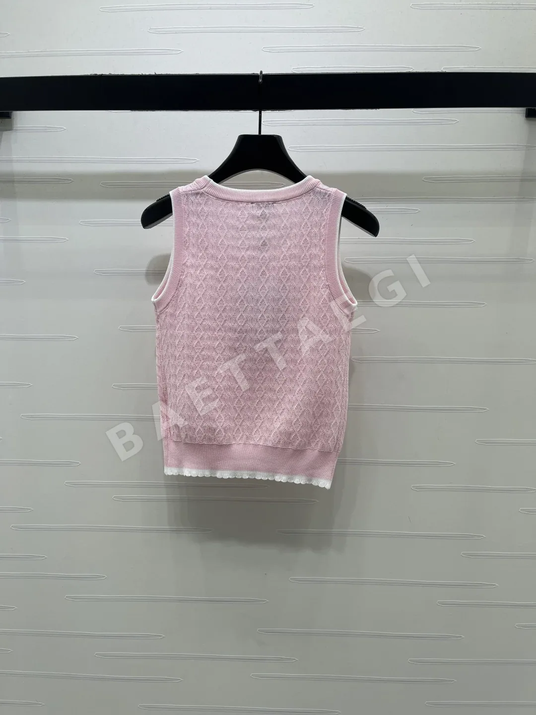 샤넬 다이아몬드 패턴 라인스톤 장식 여성 반팔 니트 베스트 상세 이미지 8