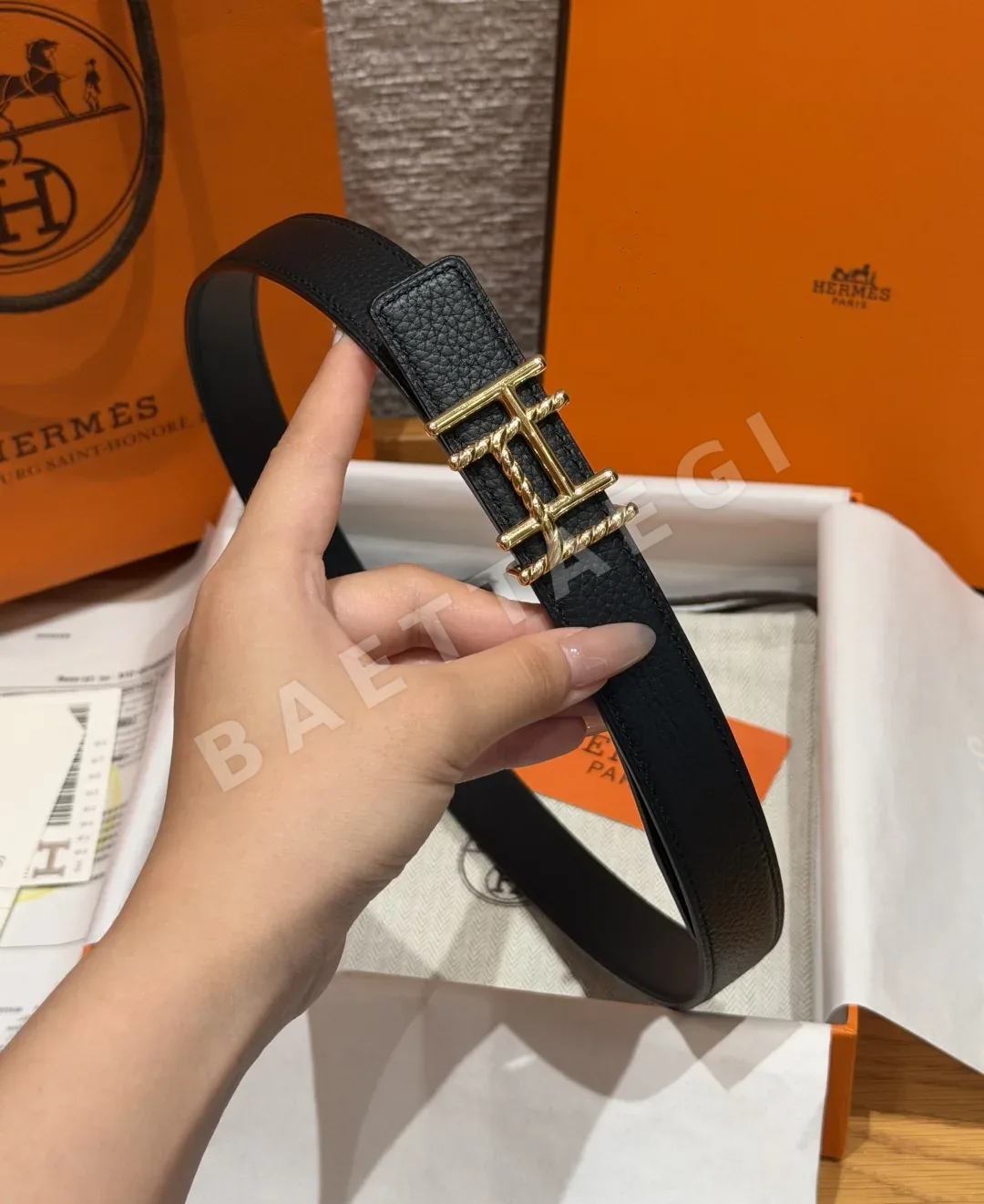 에르메스 H 버클 양면 가죽 벨트 상세 이미지 3