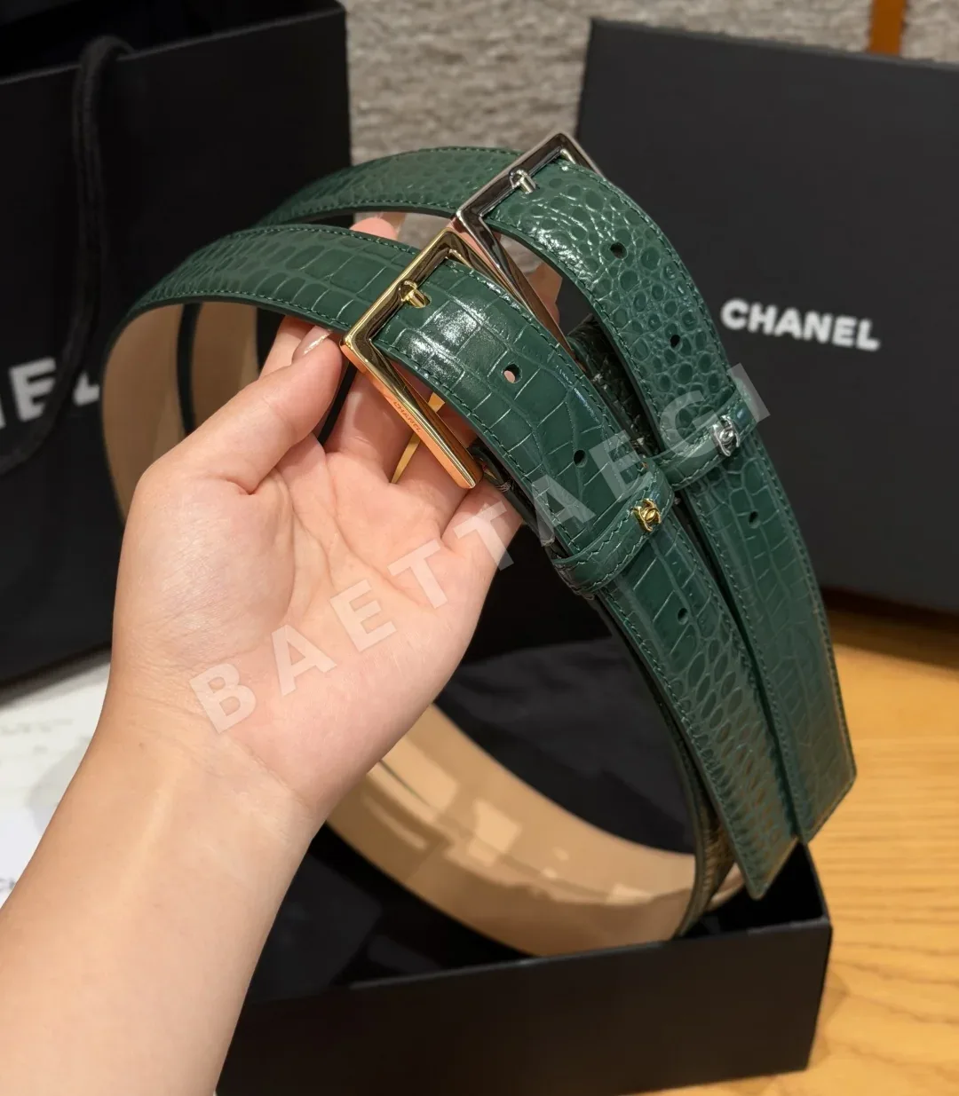 샤넬 악어무늬 가죽 벨트 30mm 상세 이미지 6