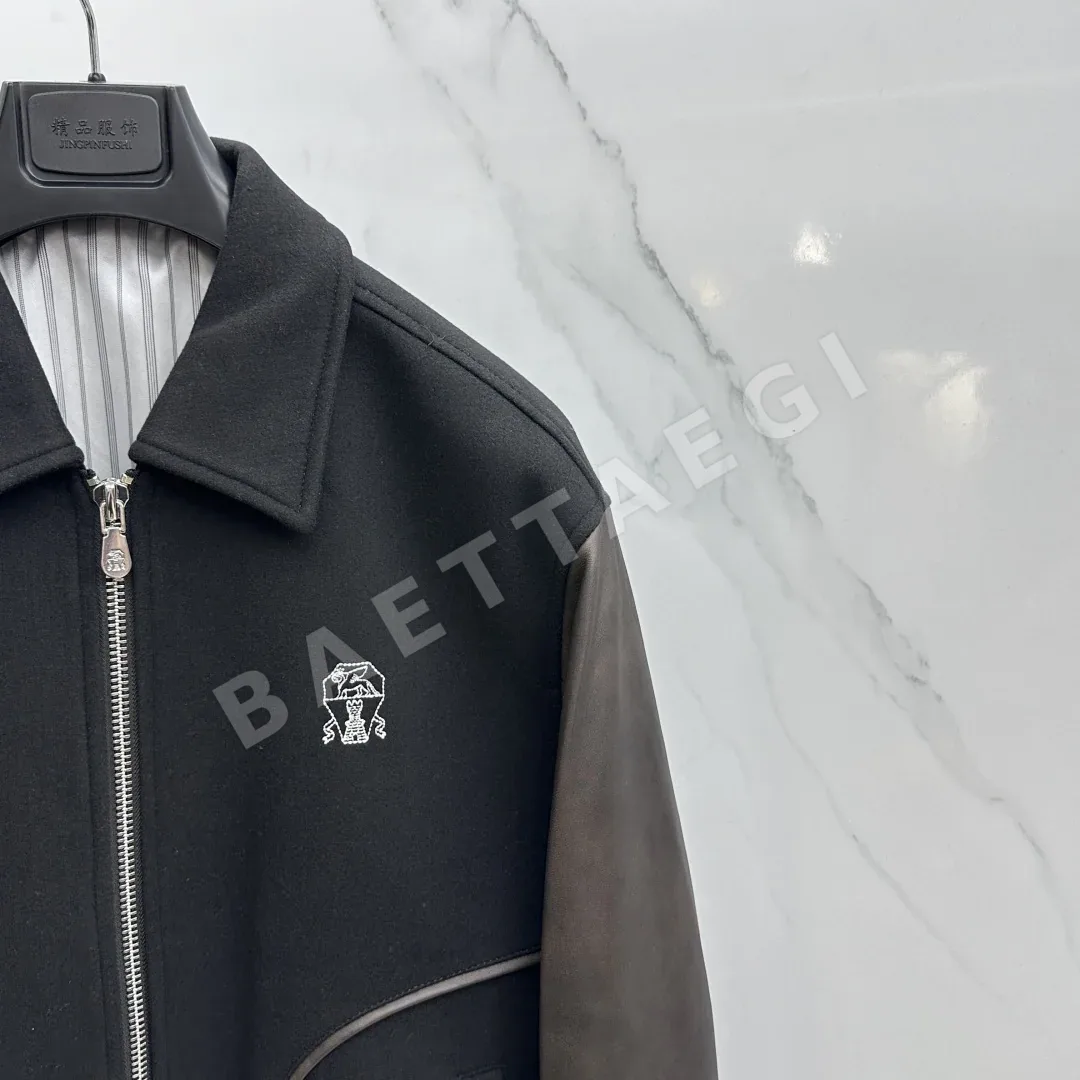 브루넬로쿠치넬리 시프스킨 라펠 본가죽 트림 자켓 상세 이미지 5