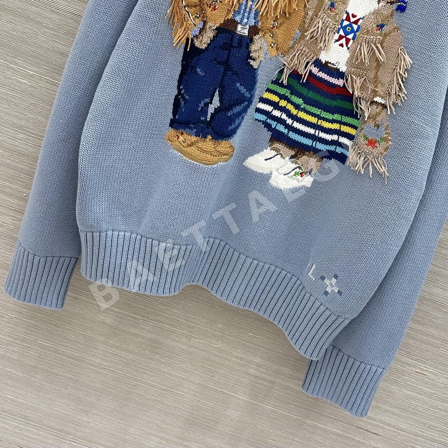 폴로 곰 자수 에스닉 패턴 여성 니트 상세 이미지 4