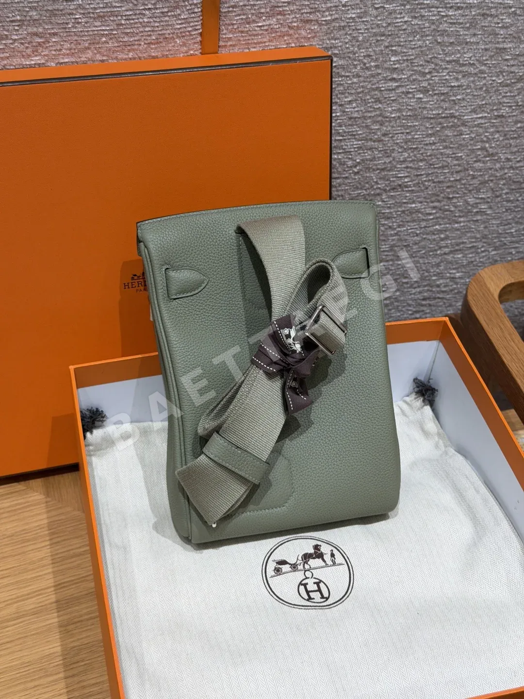 에르메스 세이지 그린 토고 가죽 백팩 상세 이미지 2