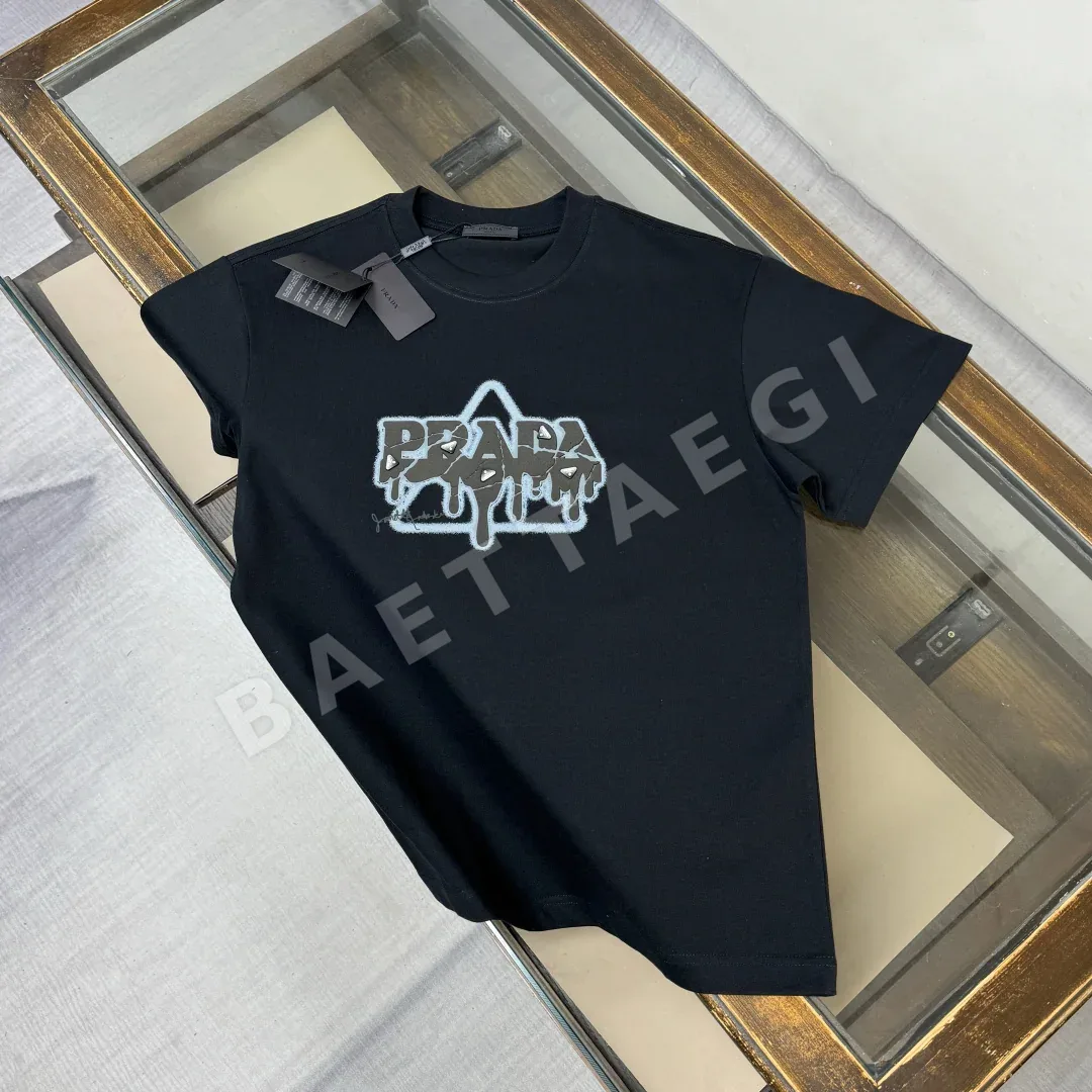 프라다 크루넥 코튼 반팔 티셔츠 53671