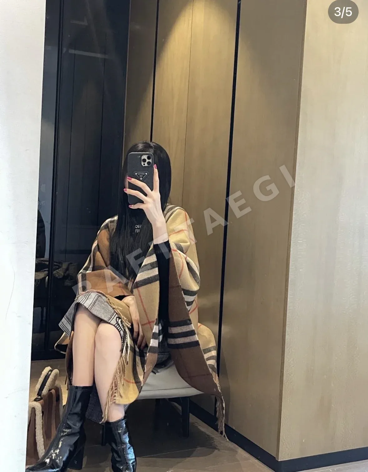 버버리 콘트라스트 체크 캐시미어 가디건 상세 이미지 6
