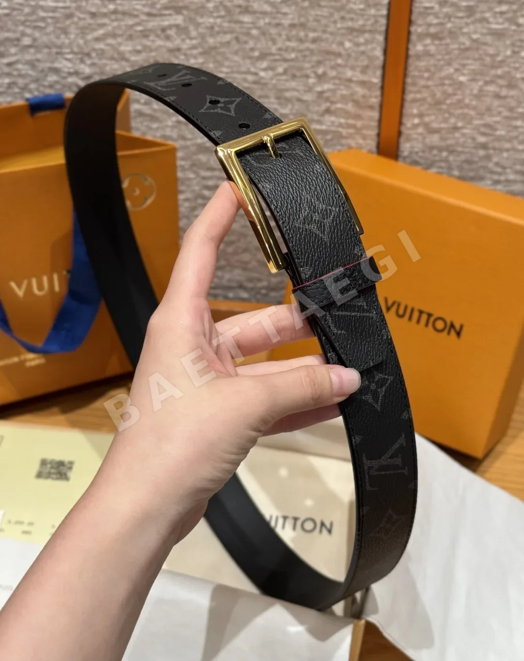 루이비통 모노그램 코팅 캔버스 가죽 벨트 상세 이미지 4