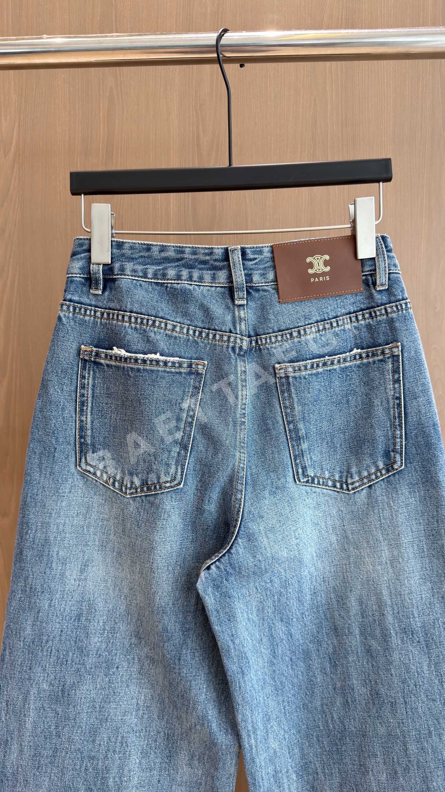 셀린느 체인 장식 스트레이트 레그 진 여성 바지 상세 이미지 7