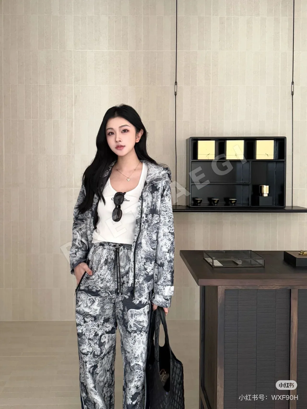 디올 자카드 방풍 여성 바지 상세 이미지 6