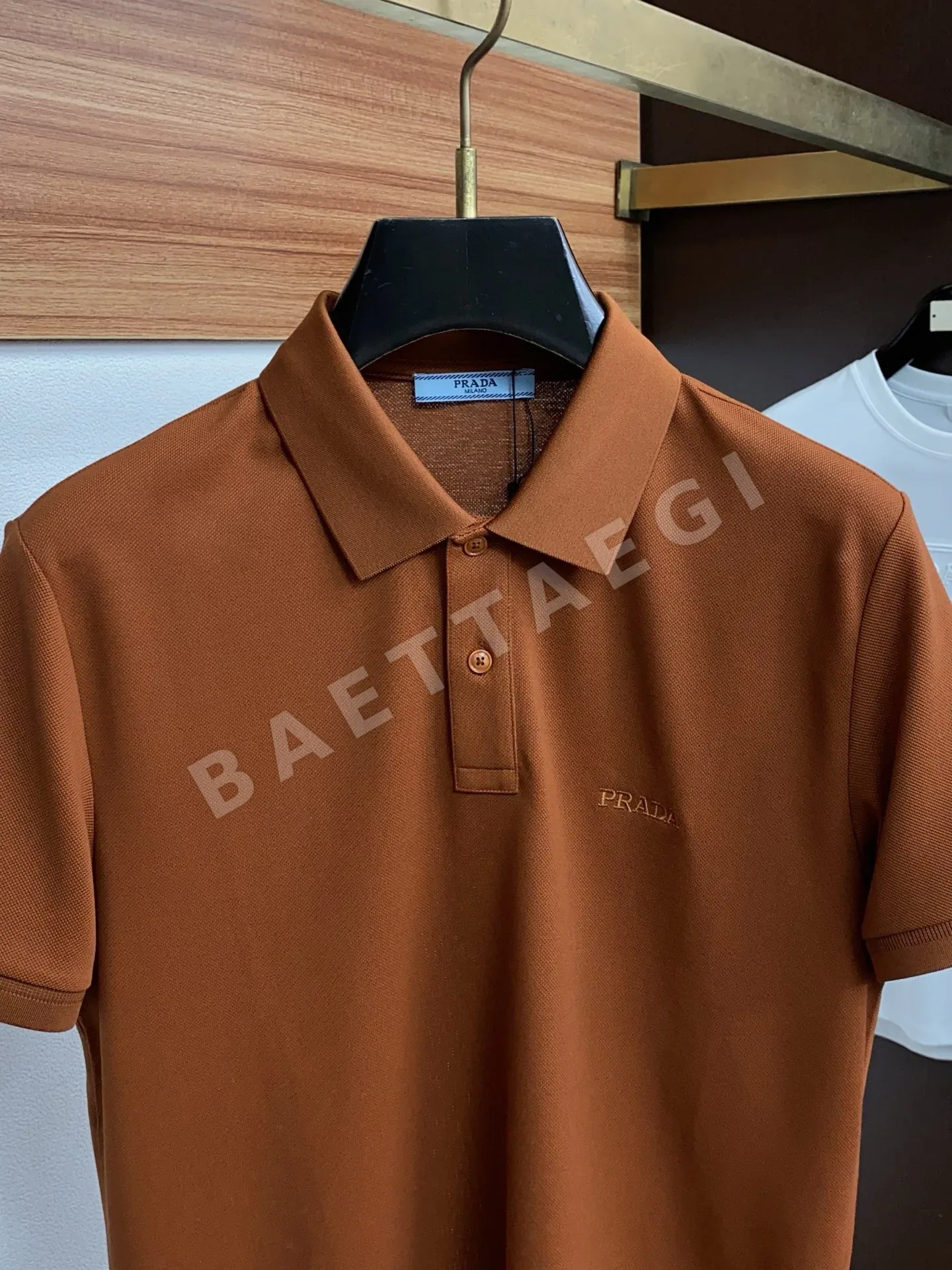 프라다 고급 니트 코튼 혼방 남성 반팔 폴로셔츠 상세 이미지 2