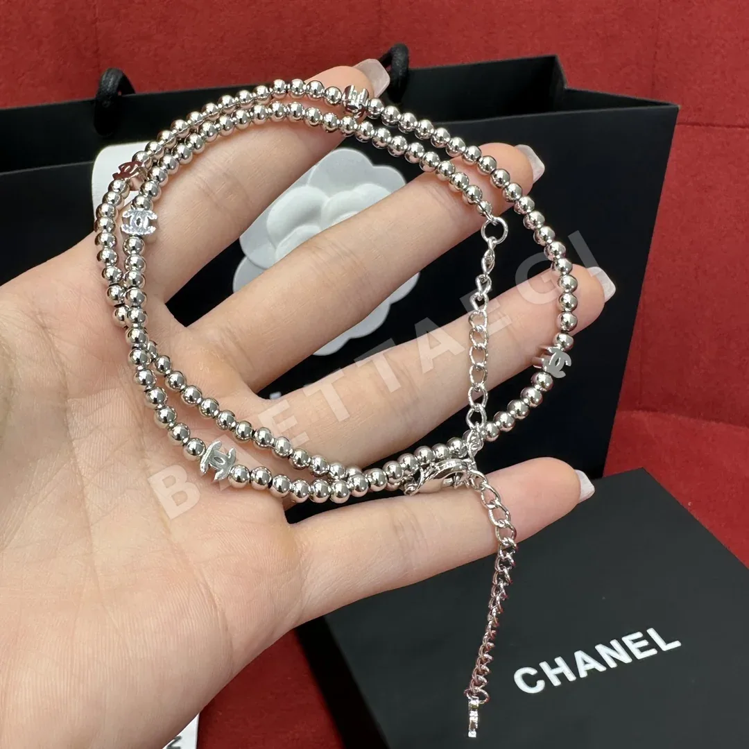 샤넬 더블 C 실버 비즈 목걸이 상세 이미지 3