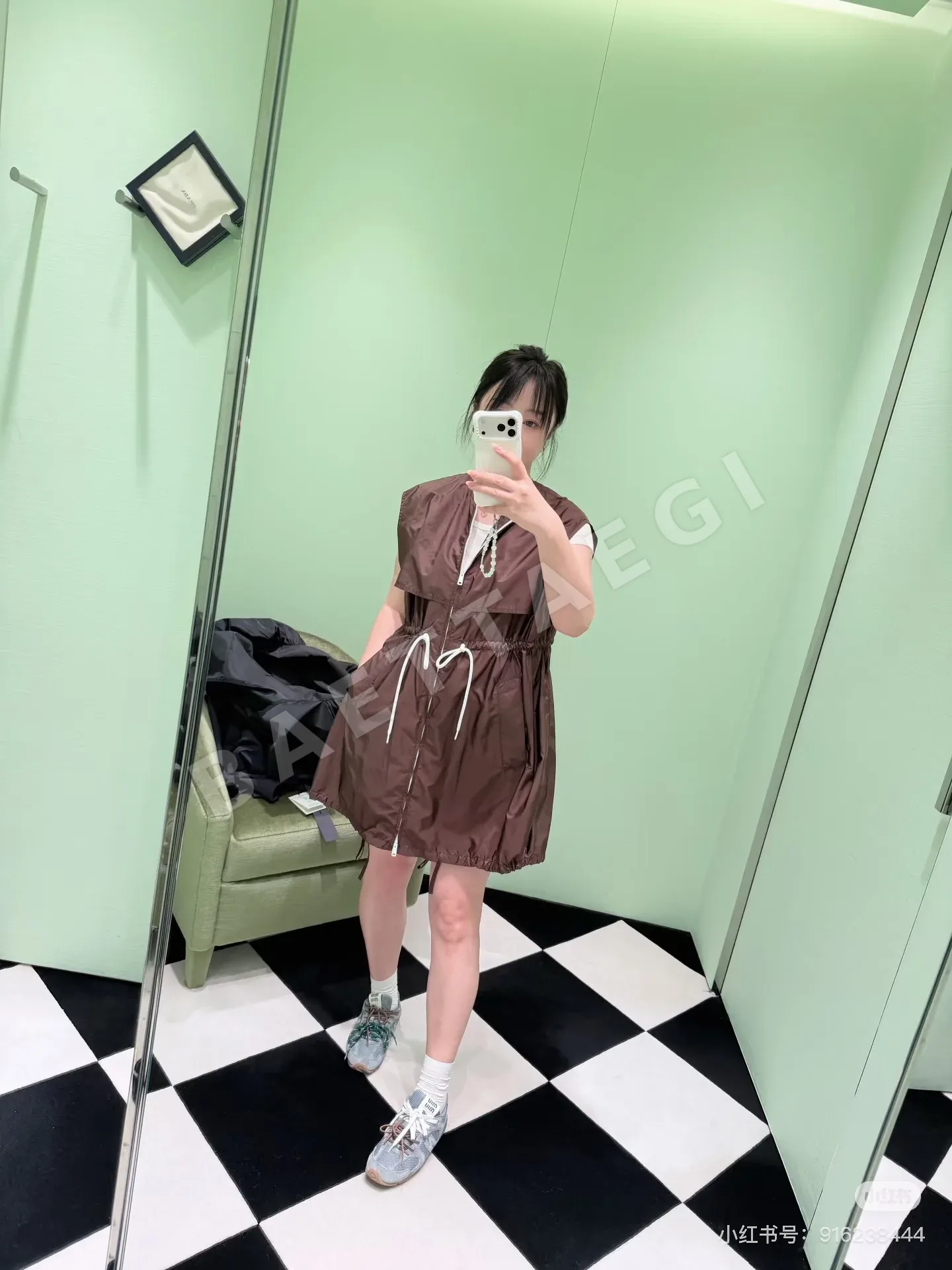 프라다 나일론 드로스트링 여성 원피스 상세 이미지 3