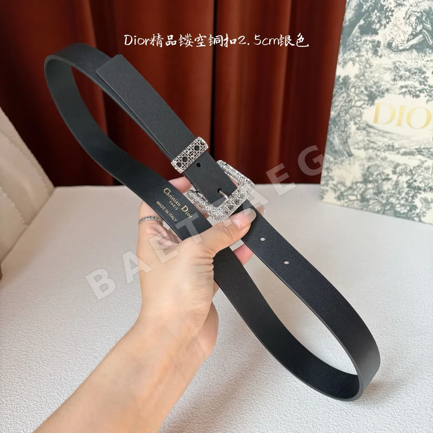디올 카나쥬 은장 버클 카프스킨 벨트 상세 이미지 6