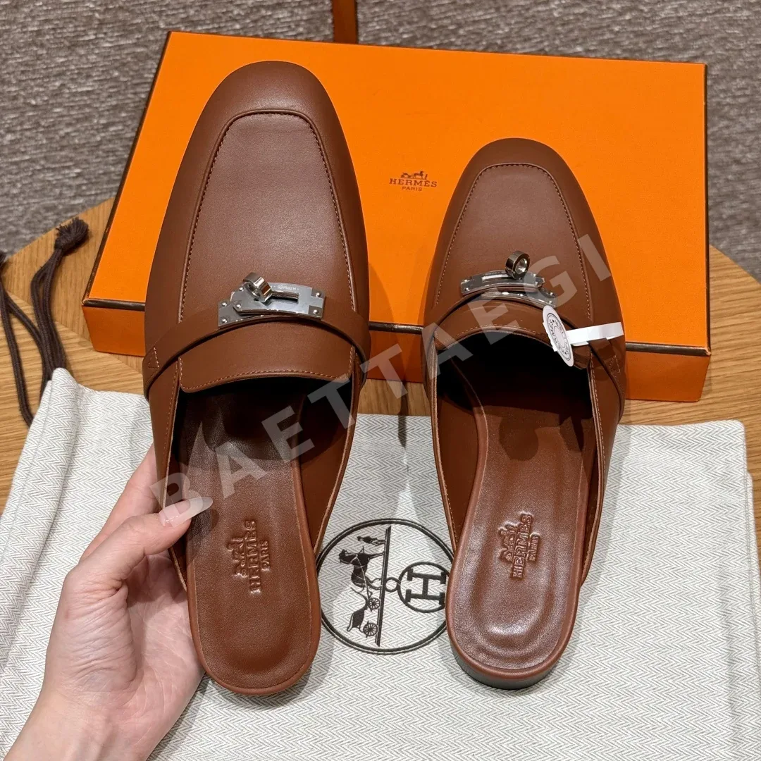 에르메스 오란 샌들 새들레드 염소가죽 은색 하드웨어 상세 이미지 7