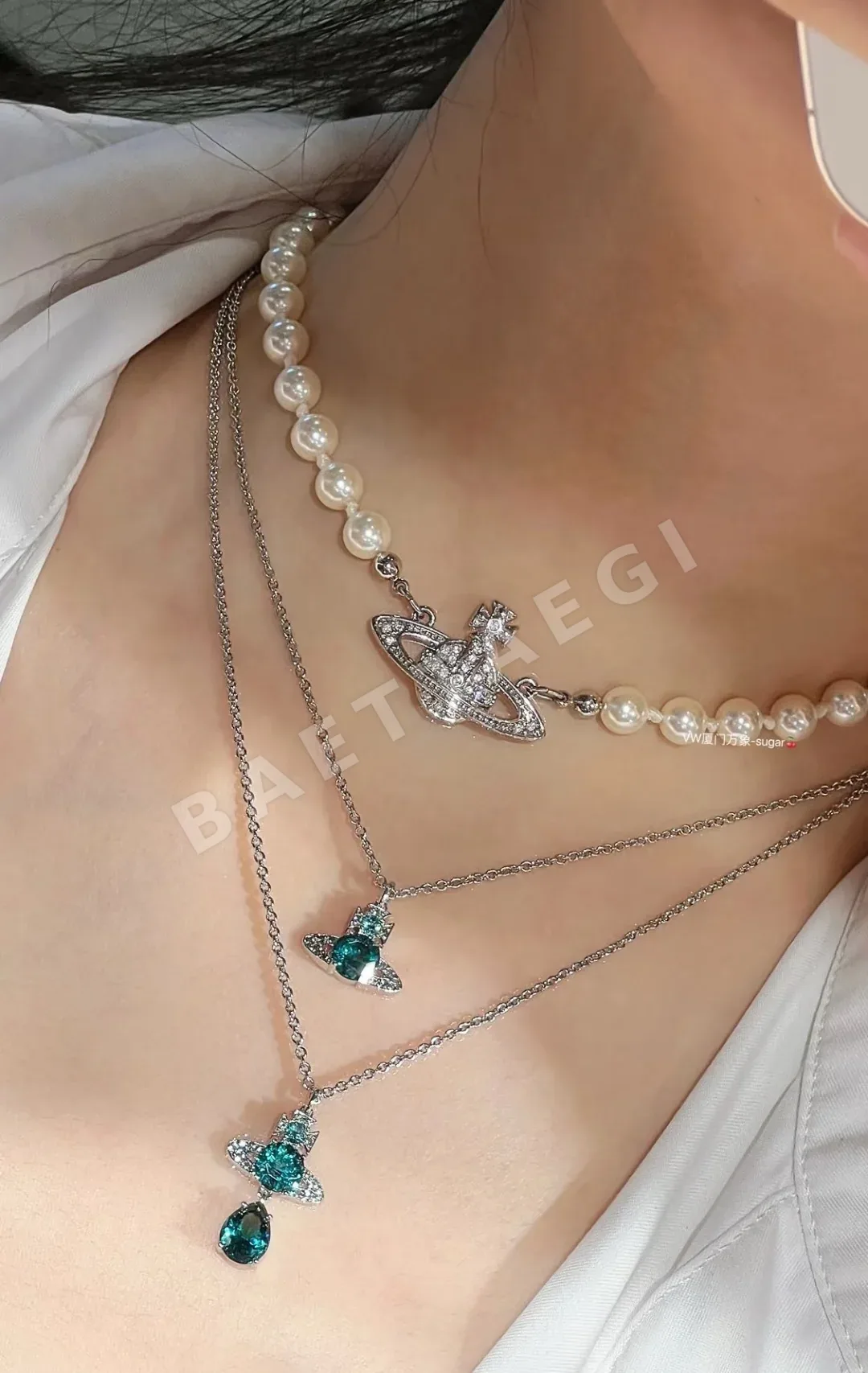 비비안웨스트우드 젬스톤 장식 목걸이 124990