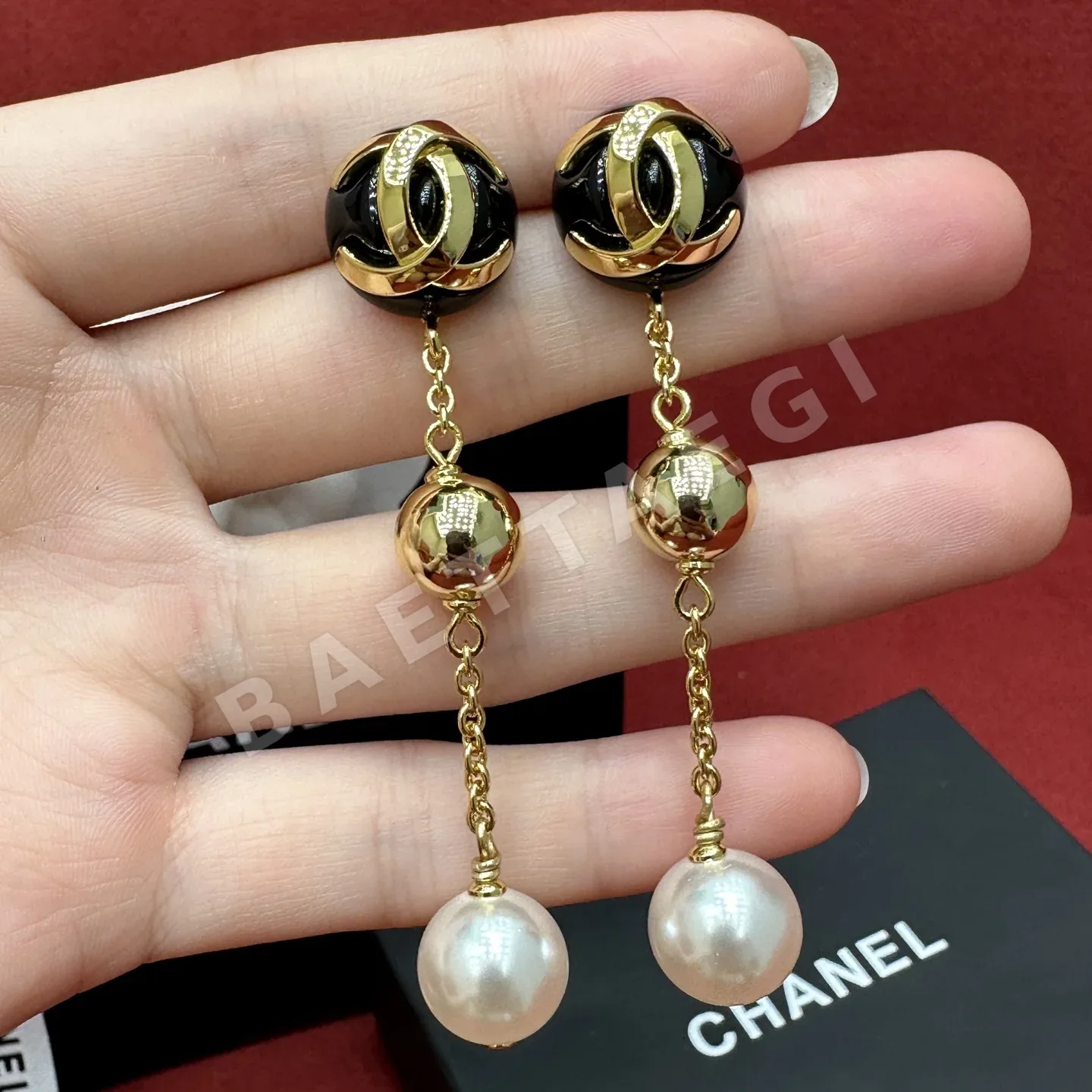 샤넬 더블 C 비즈 태슬 귀걸이 186947