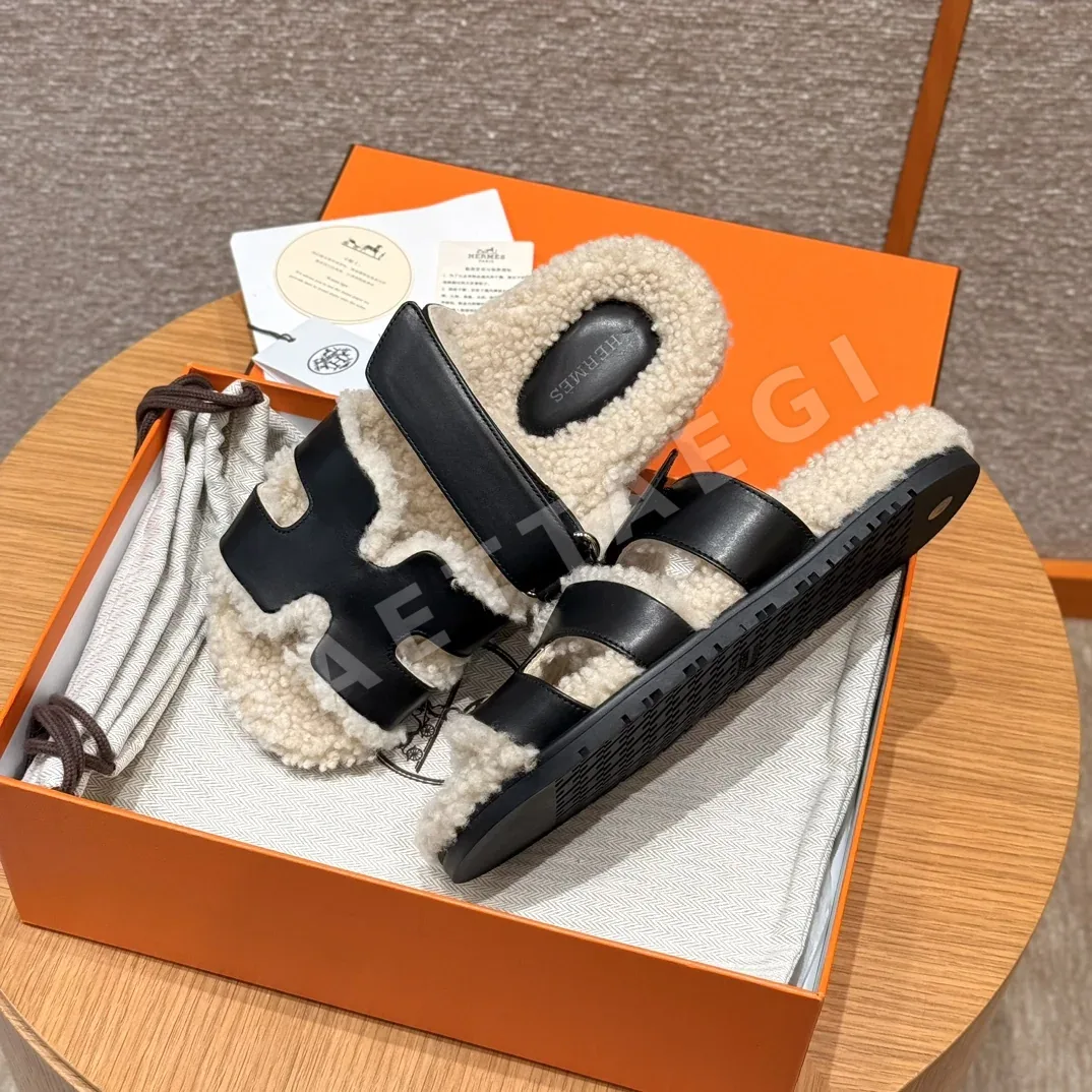 에르메스 시프레 샌들 검정 울 컷아웃 상세 이미지 4
