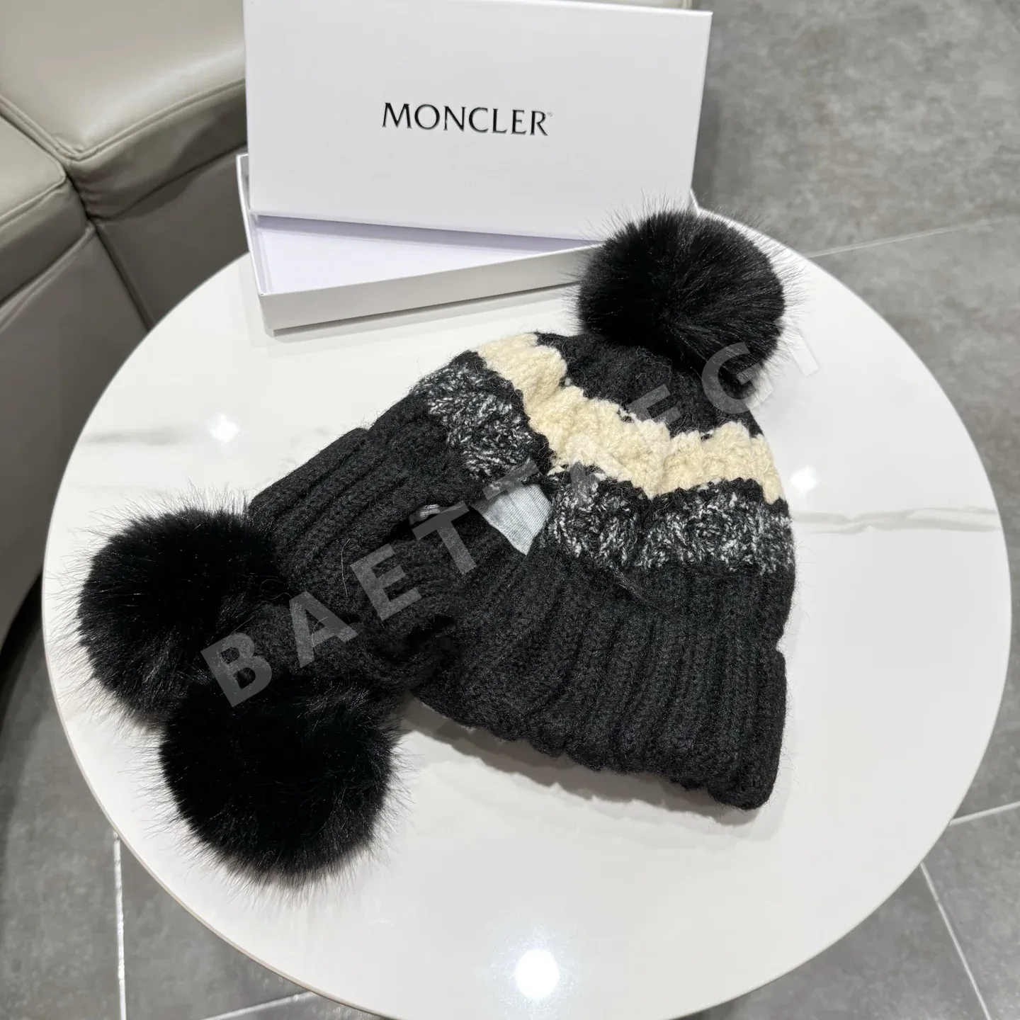 몽클레르 페어아일 패턴 울 폼폼 니트 모자 상세 이미지 7