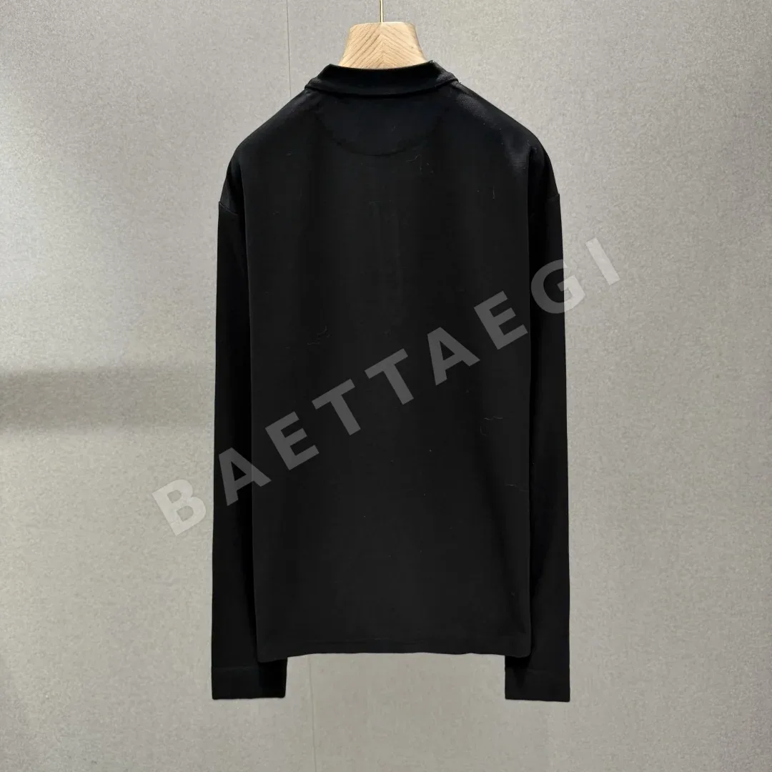 프라다 로고 장식 남성 긴팔 폴로셔츠 상세 이미지 2