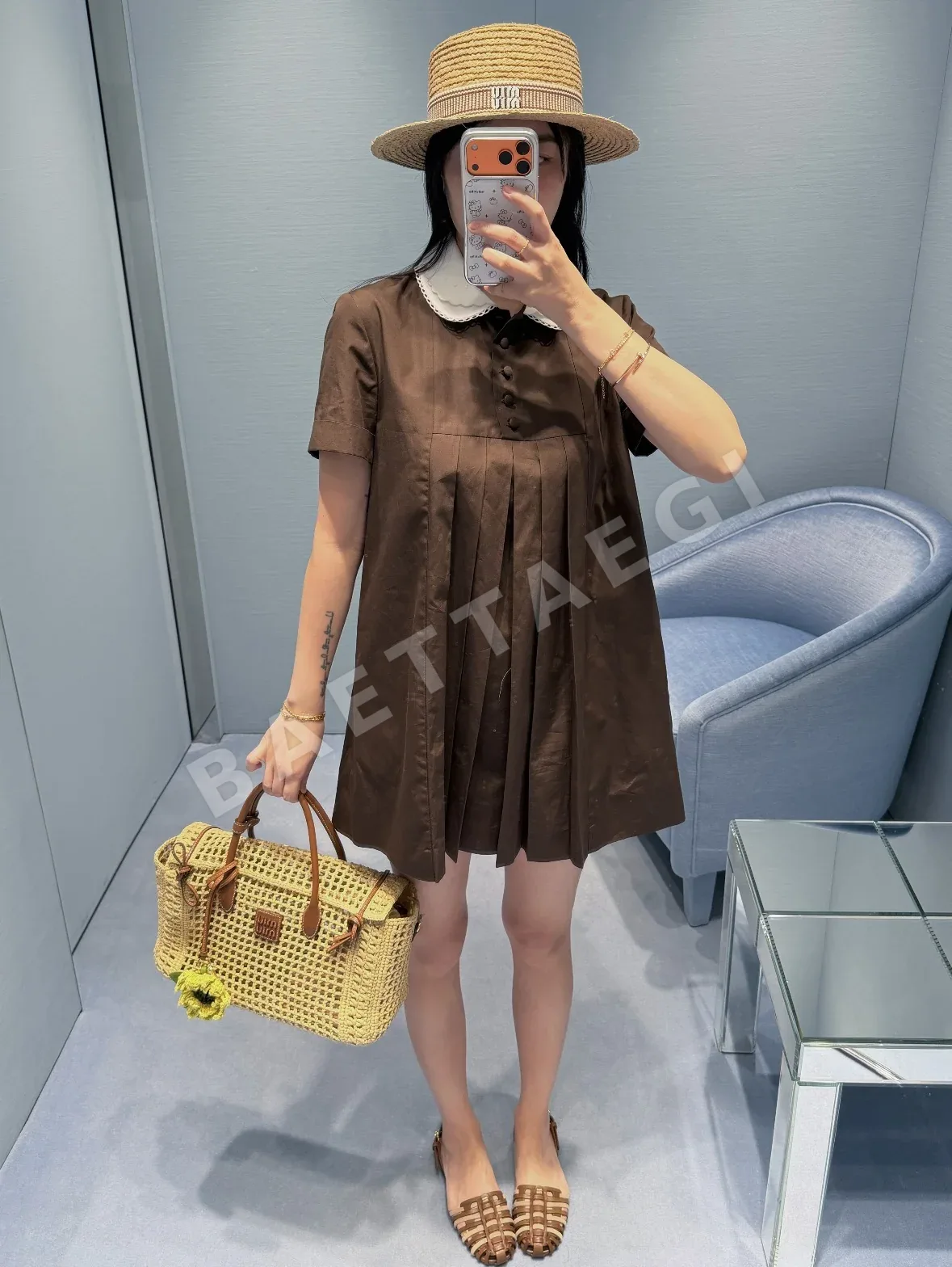미우미우 피터팬 카라 주름 원피스