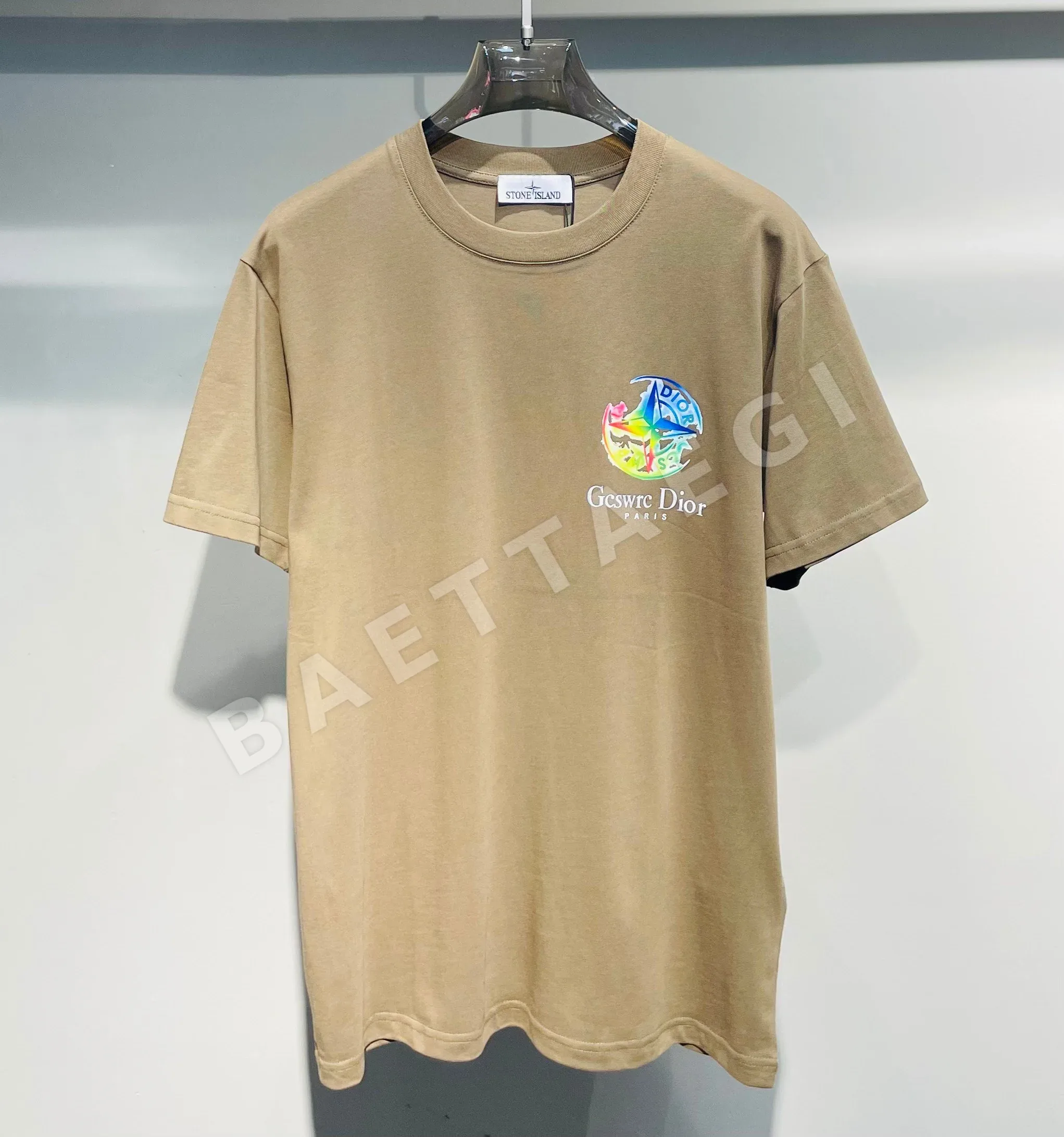 스톤아일랜드 레터 프린트 코튼 반팔 티셔츠 상세 이미지 3