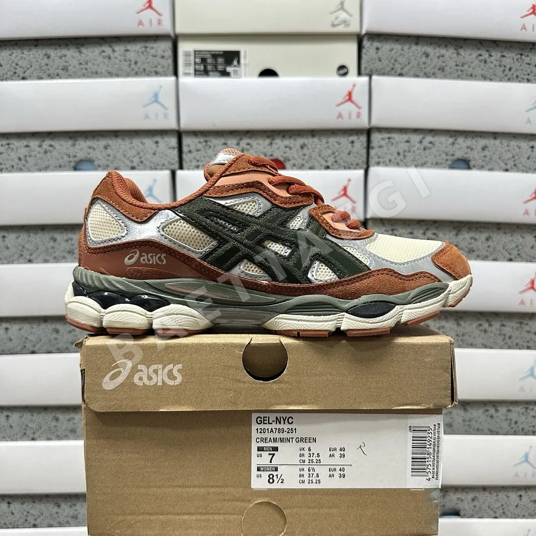 아식스 [RT] 젤 NYC 1201A789-251 200362 Asics Gel-NYC Oatmeal Forest Green Orange