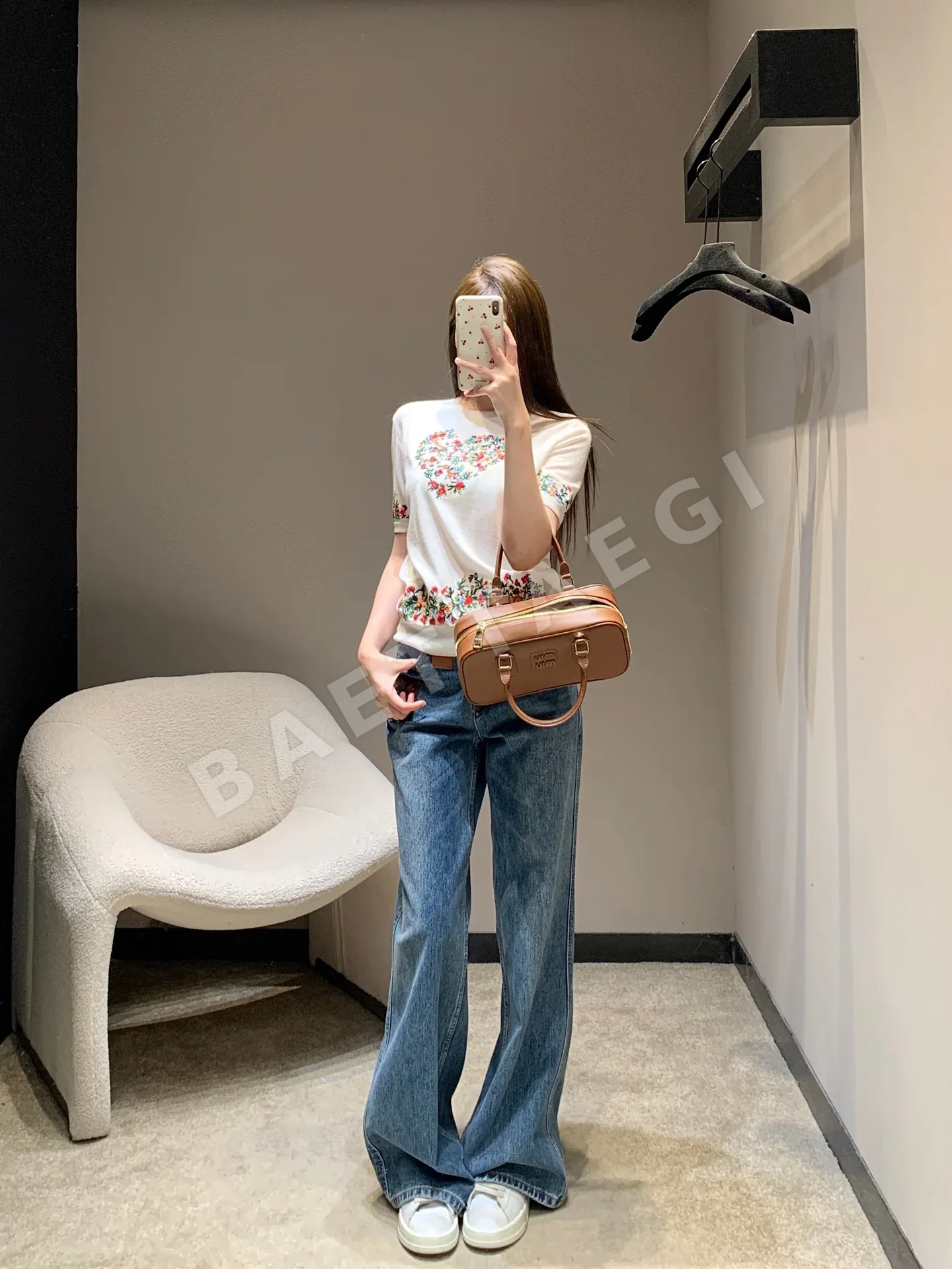 디올 꽃무늬 자수 울 반팔 니트 상세 이미지 6