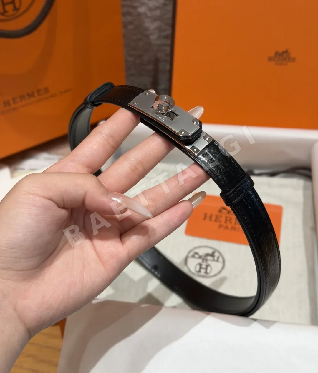 에르메스 켈리 버클 18mm 크로커다일 가죽 벨트 176578