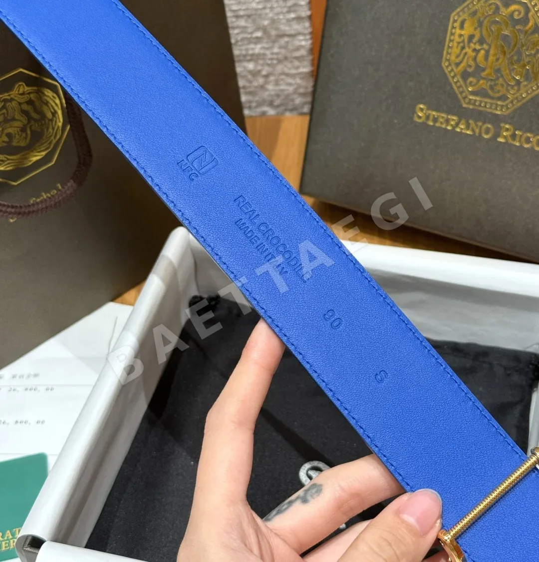스테파노리치 블루 소가죽 금장 독수리장식 벨트 상세 이미지 9