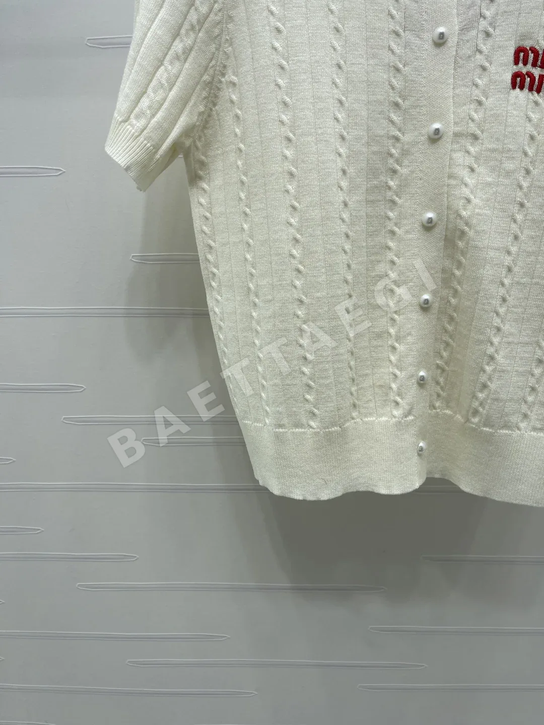미우미우 피터팬 카라 비즈 장식 반팔 가디건 상세 이미지 5