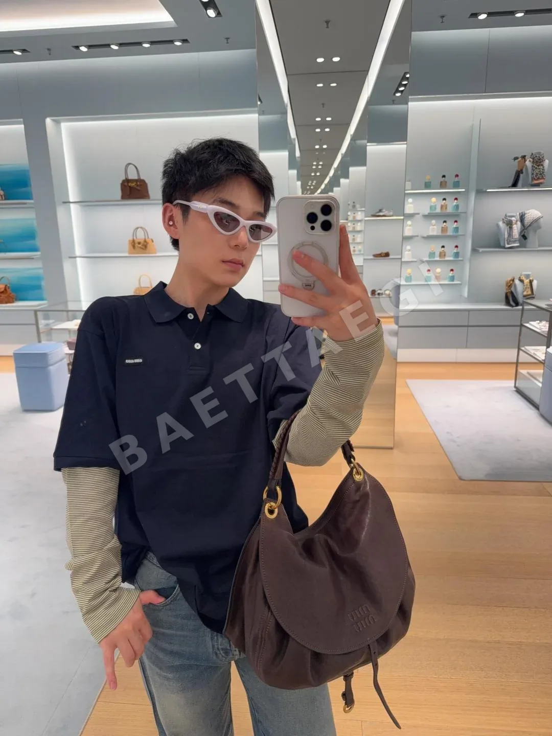 미우미우 레이어드 폴로 긴팔 티셔츠 상세 이미지 7