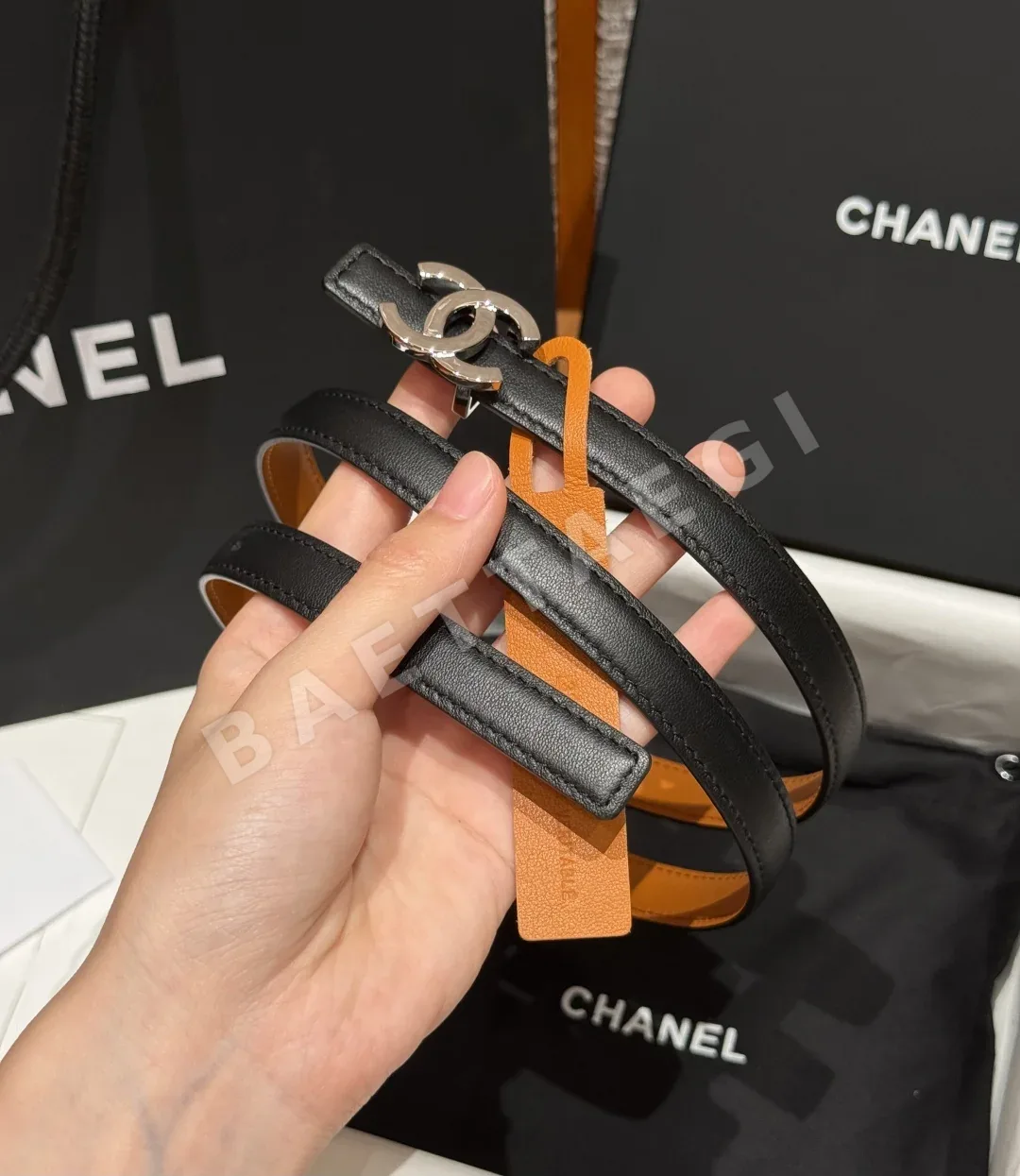 샤넬 더블 C 메탈 버클 가죽 벨트 상세 이미지 2