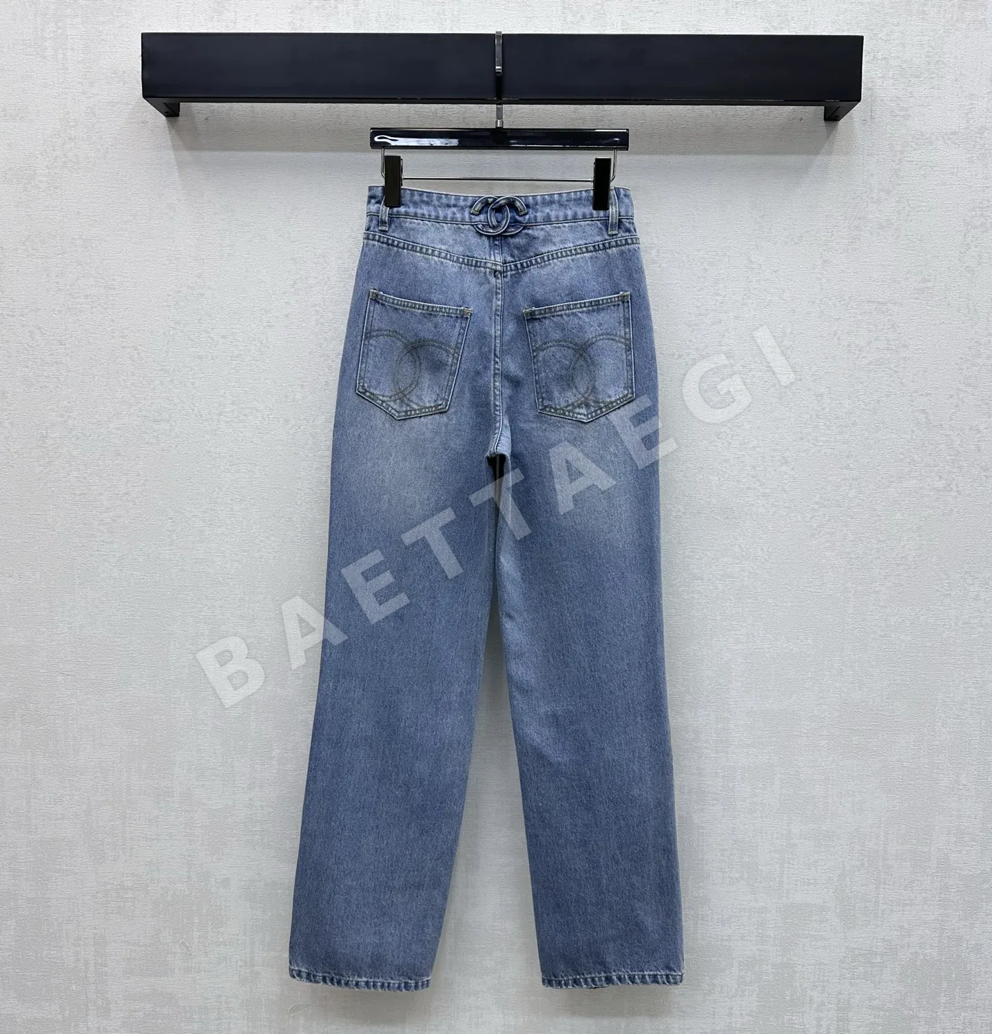 샤넬 골드 버튼 레이스 디테일 코튼 데님 바지 상세 이미지 7