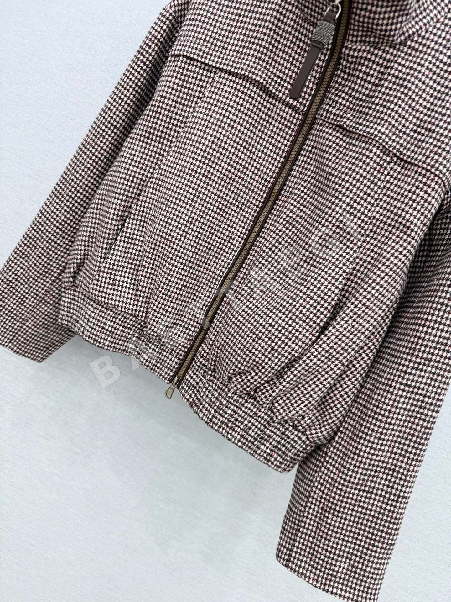 브루넬로쿠치넬리 체크 패턴 스탠드 카라 더블 지퍼 자켓 상세 이미지 6