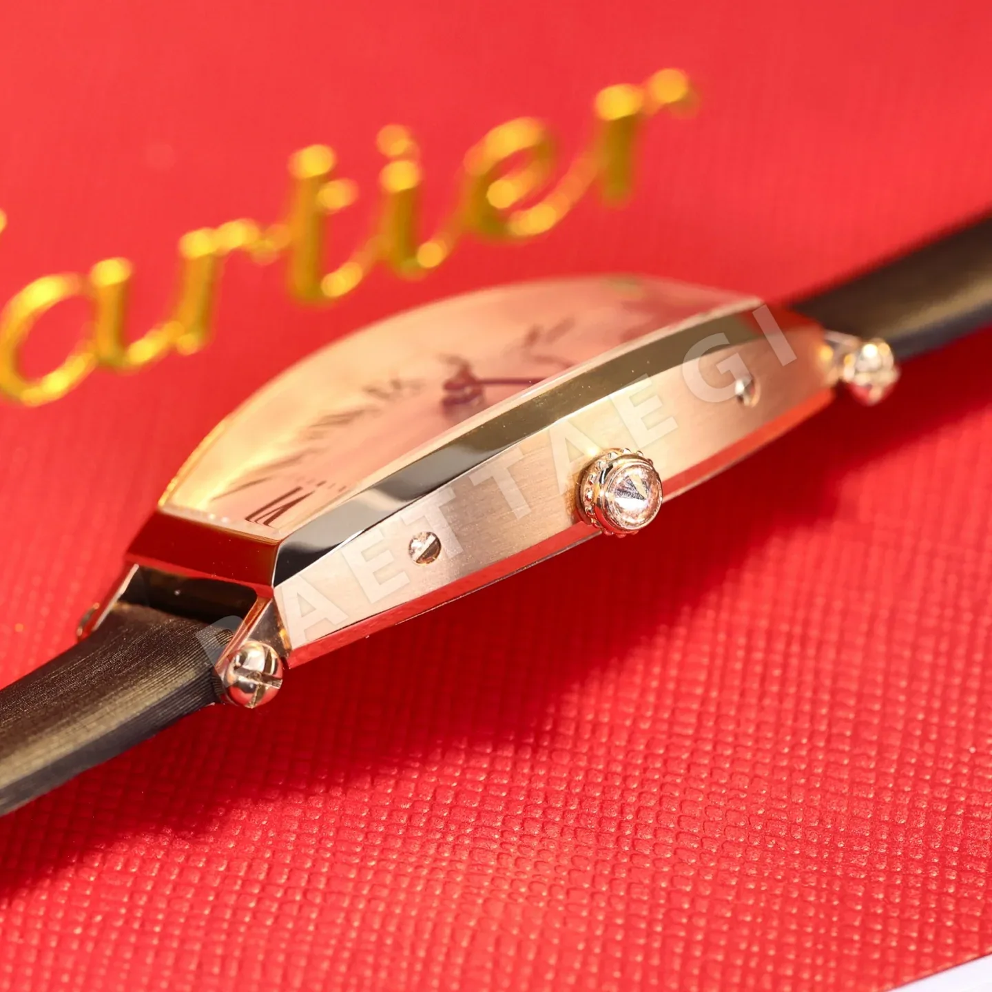 까르띠에 시계 다이아 블랙 가죽스트랩 레플리카 42704 Cartier 상세 이미지 5