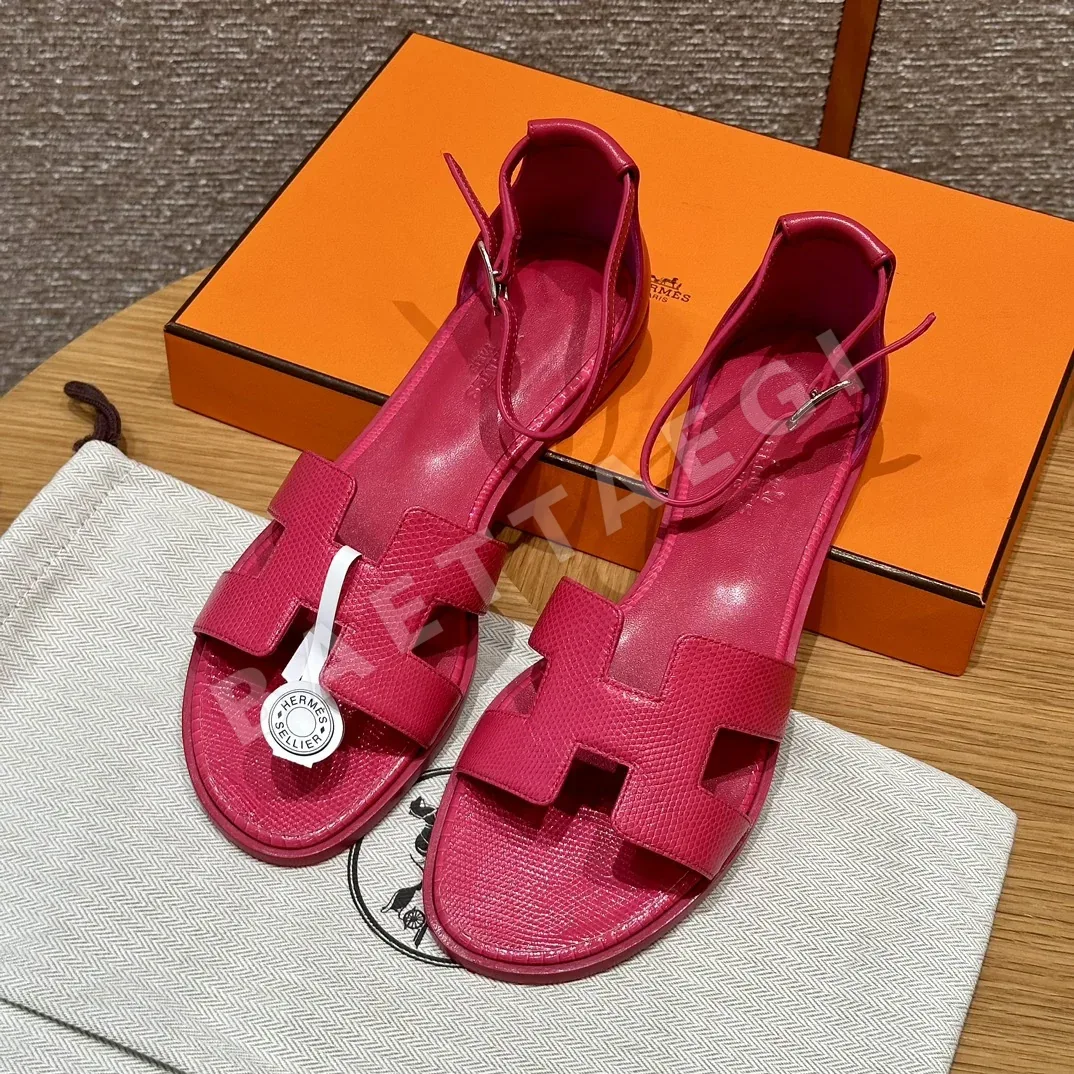 에르메스 산토리니 샌들 로즈레드 도마뱀 165579