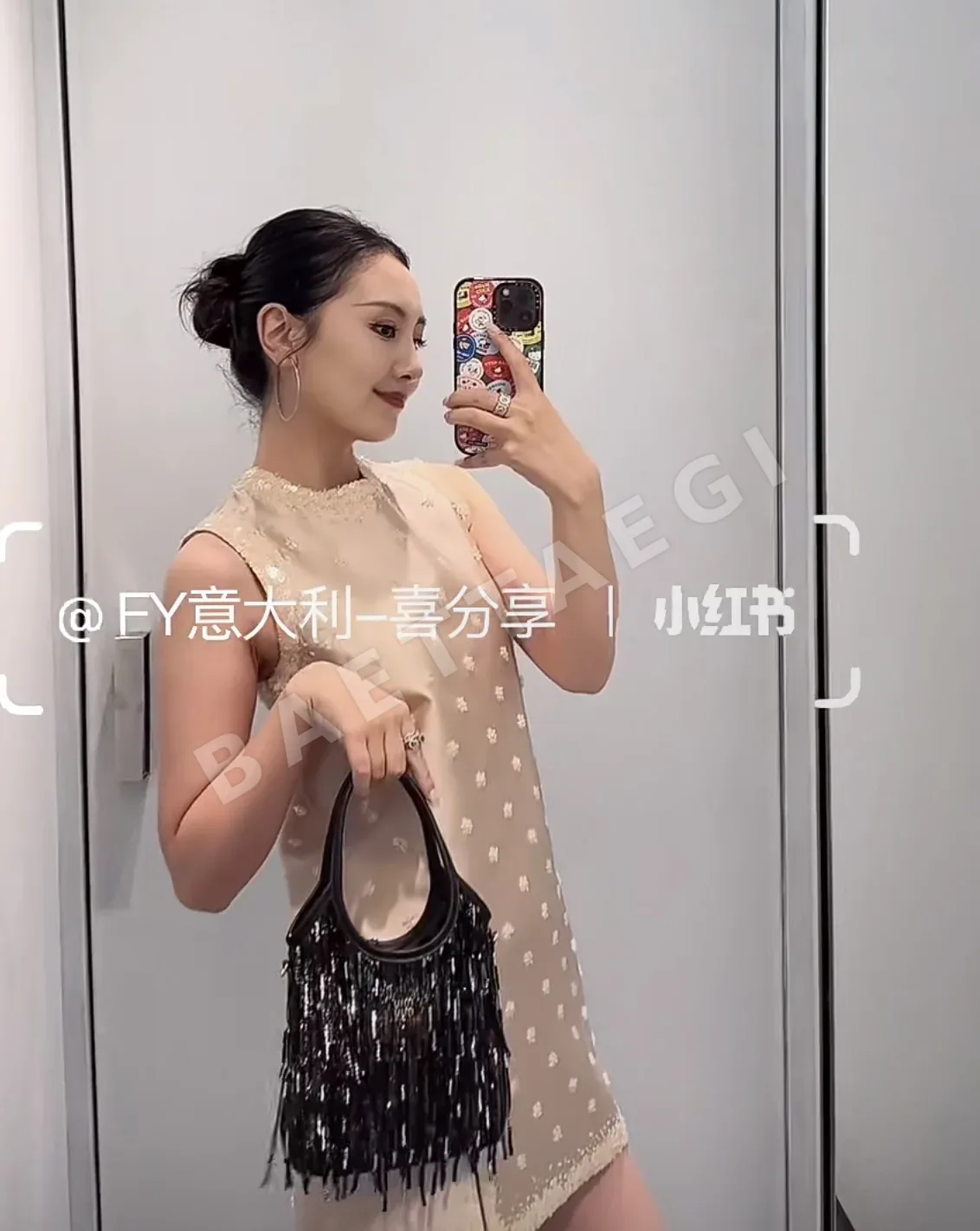 미우미우 플라워 라인스톤 장식 원피스 6409 상세 이미지 6