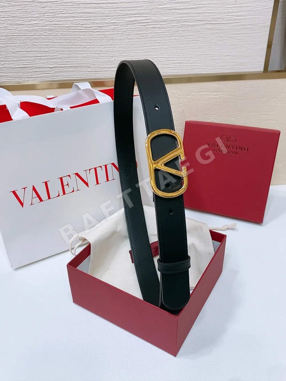 발렌티노 VLOGO 스와로브스키 크리스탈 송아지가죽 벨트 58071