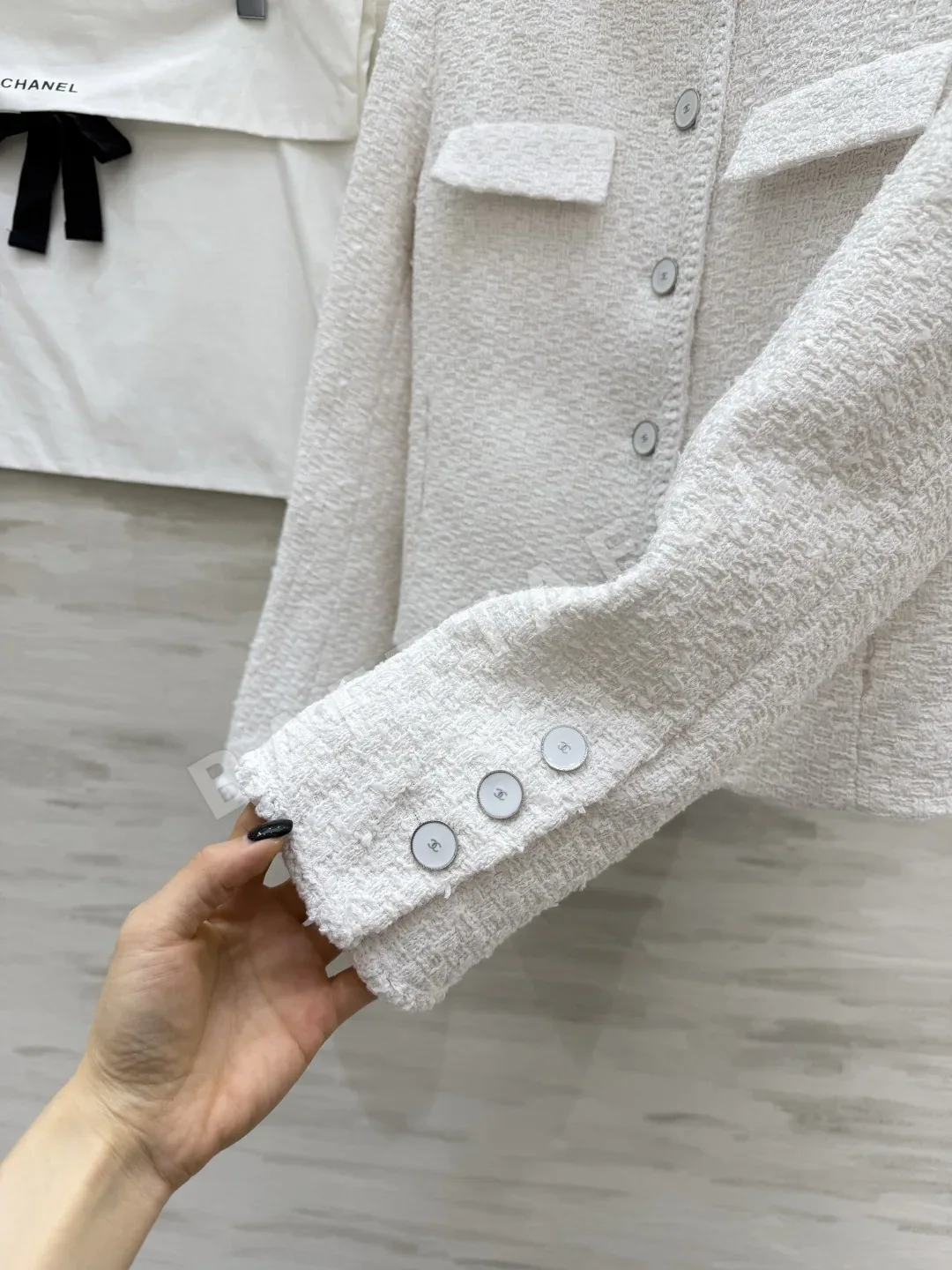 샤넬 트위드 하이넥 여성 자켓 상세 이미지 5