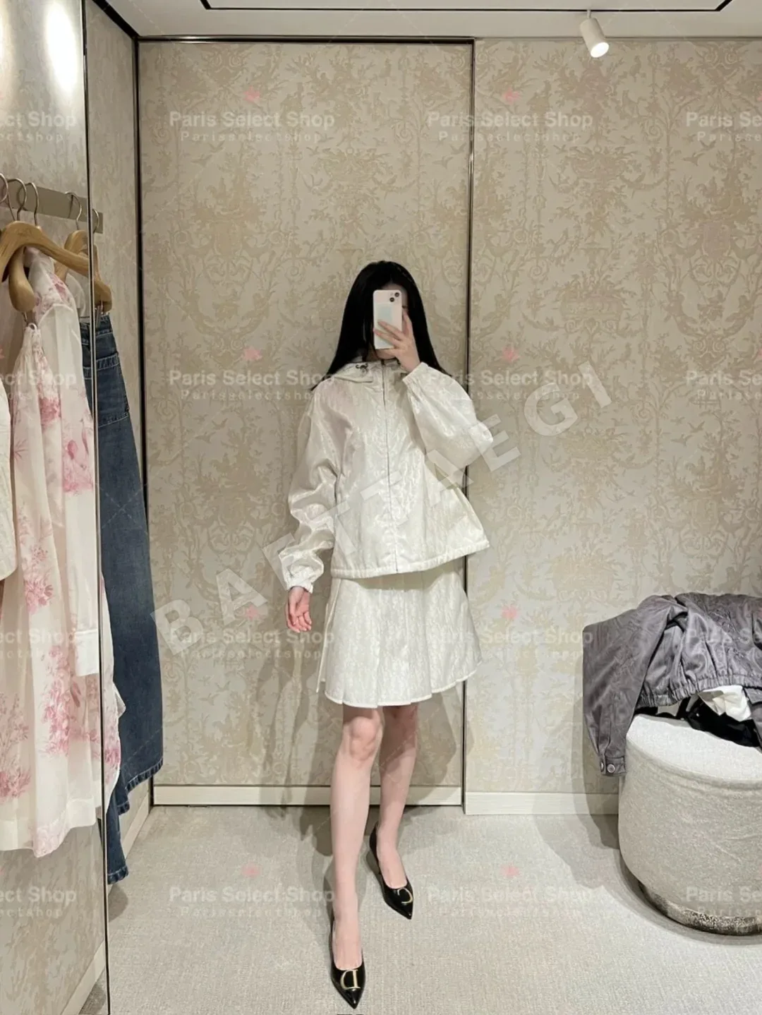 디올 밀크 살구색 모노그램 후드 자켓 상세 이미지 6