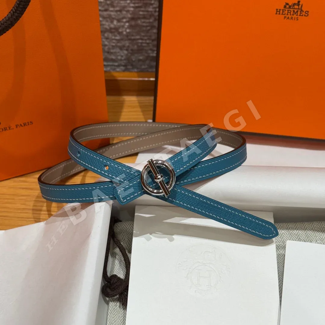 에르메스 양면 가죽 슬림 벨트 골드 실버 버클 175740