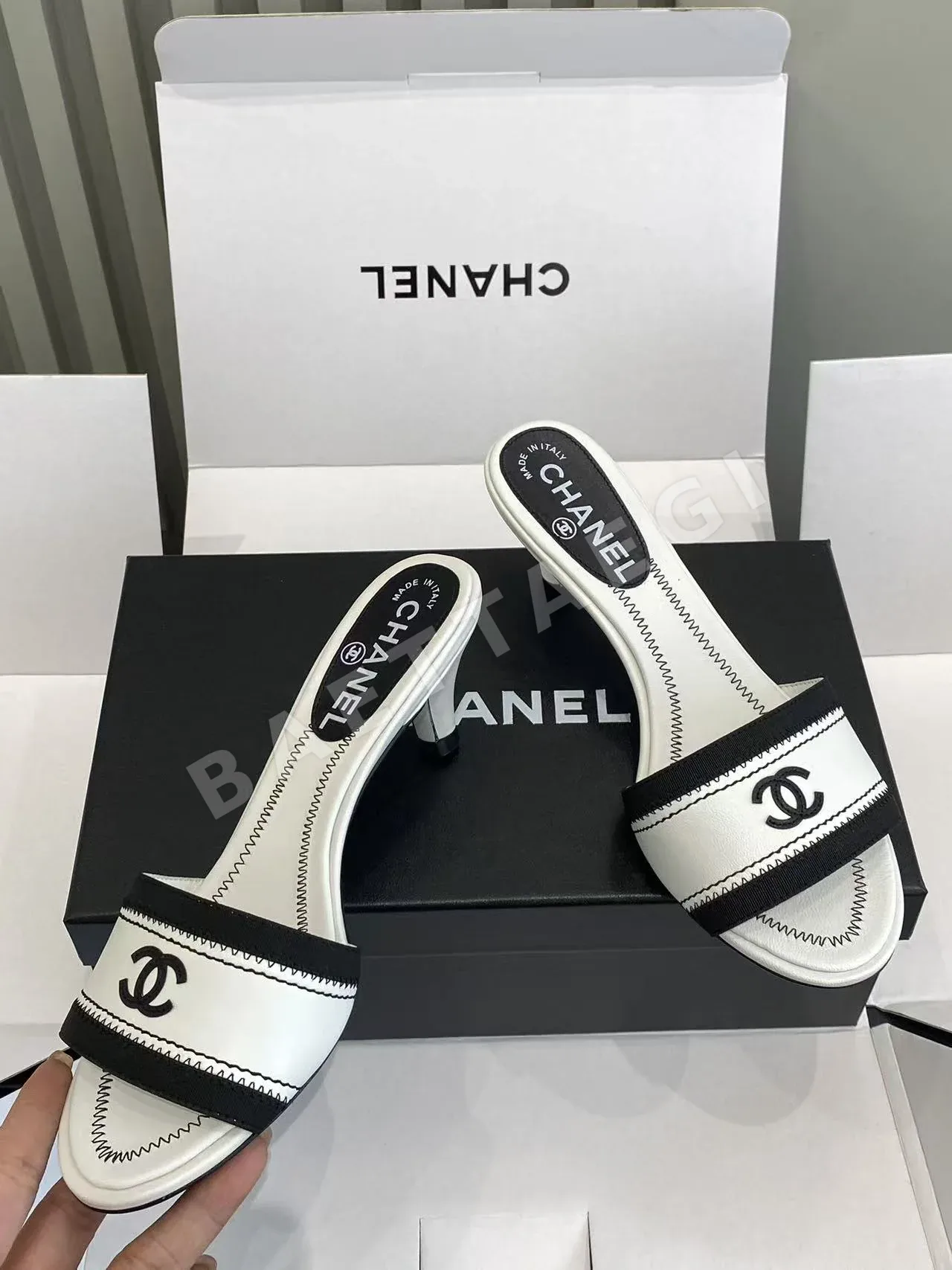 샤넬 빈티지 자수 키튼힐 샌들 상세 이미지 3