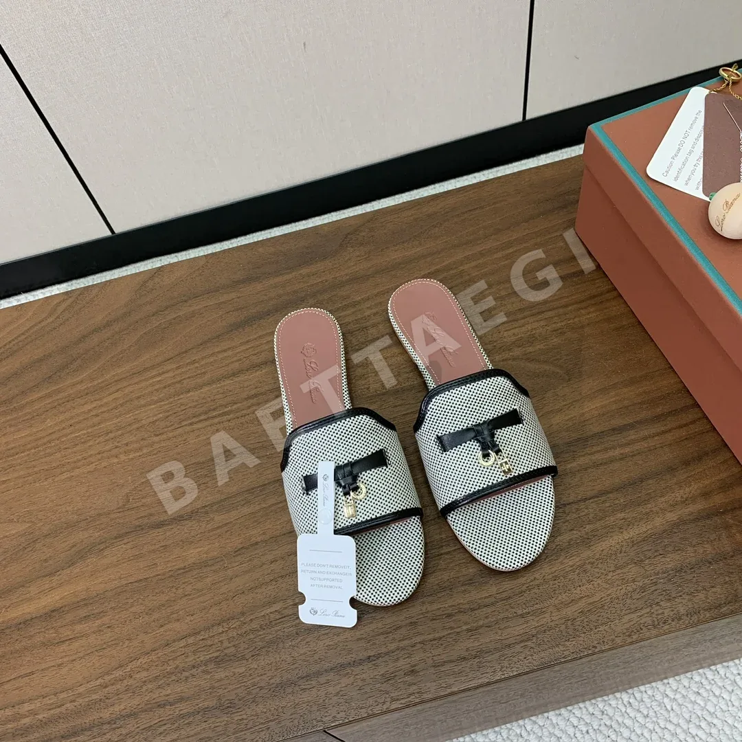 로로피아나 컬러 블록 플랫 샌들 상세 이미지 3