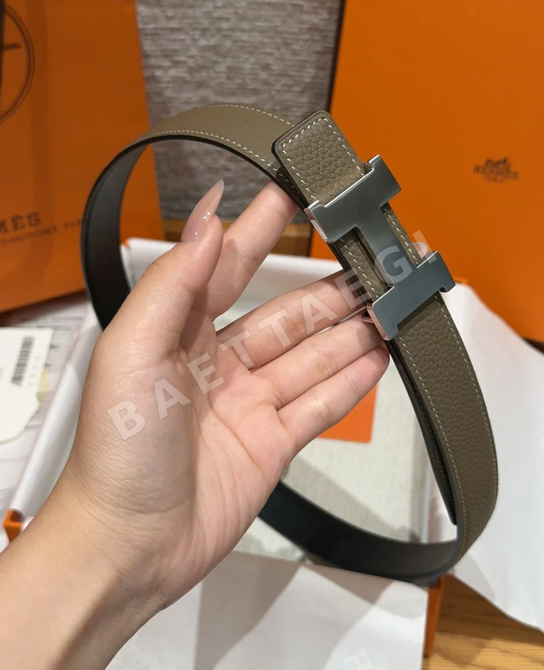 에르메스 미니 콘스탄스 H 메탈 버클 여성 양면 가죽 벨트 상세 이미지 3